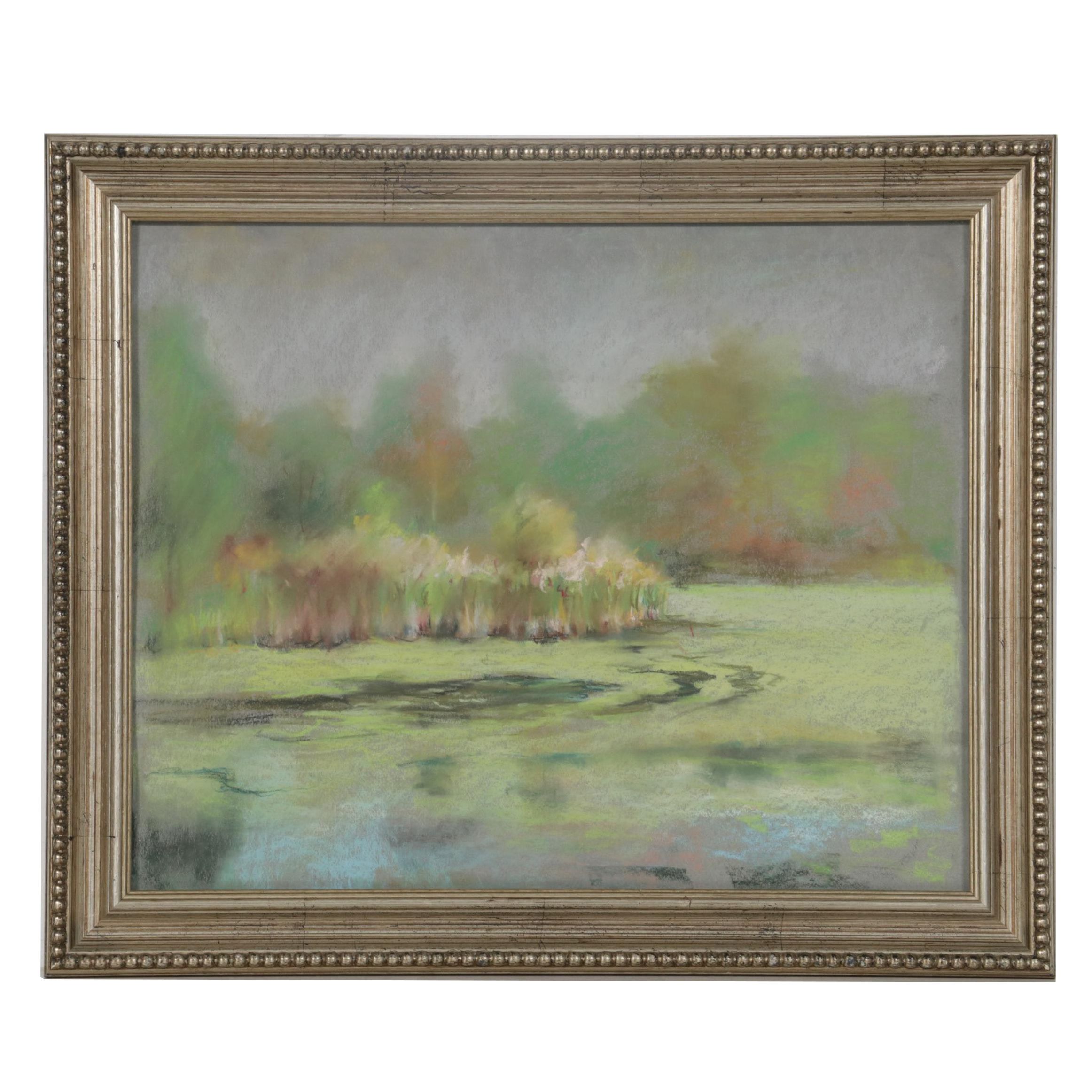 Pastel Drawing of Marshland