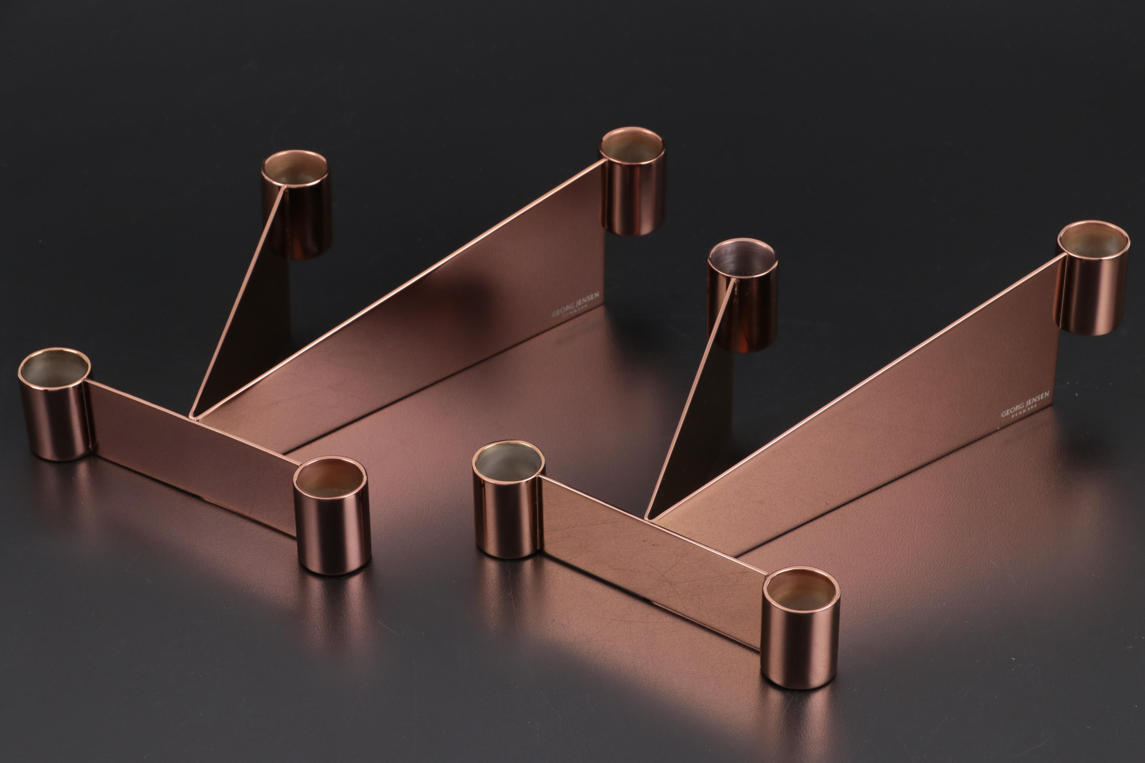 Georg Jensen "Tableau" Tabletop Mirrors with "Urkiola" Candlestick Holders