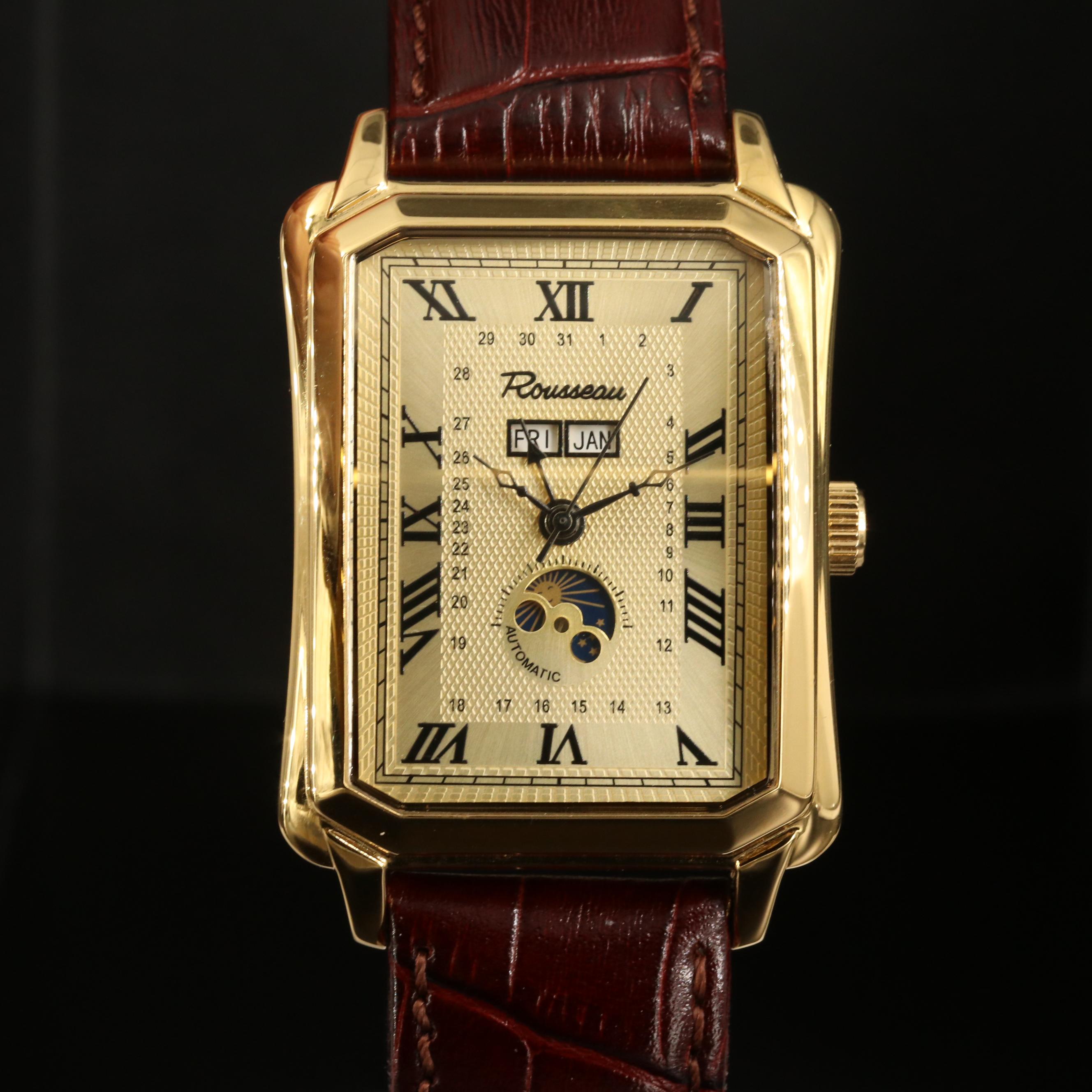 Rousseau Triple Calendar Gold Tone Automatic Watch