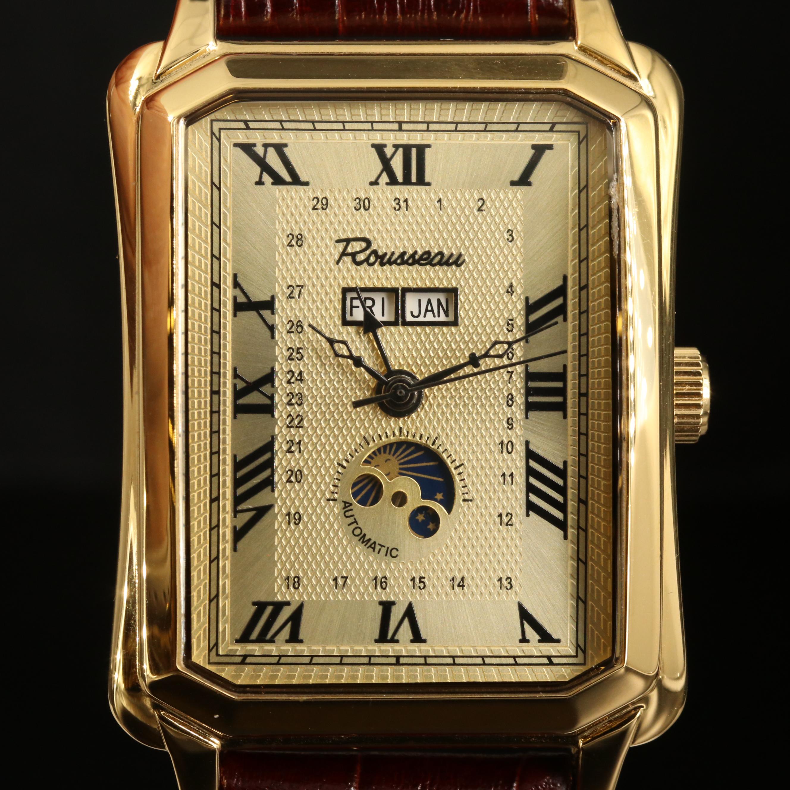Rousseau Triple Calendar Gold Tone Automatic Watch