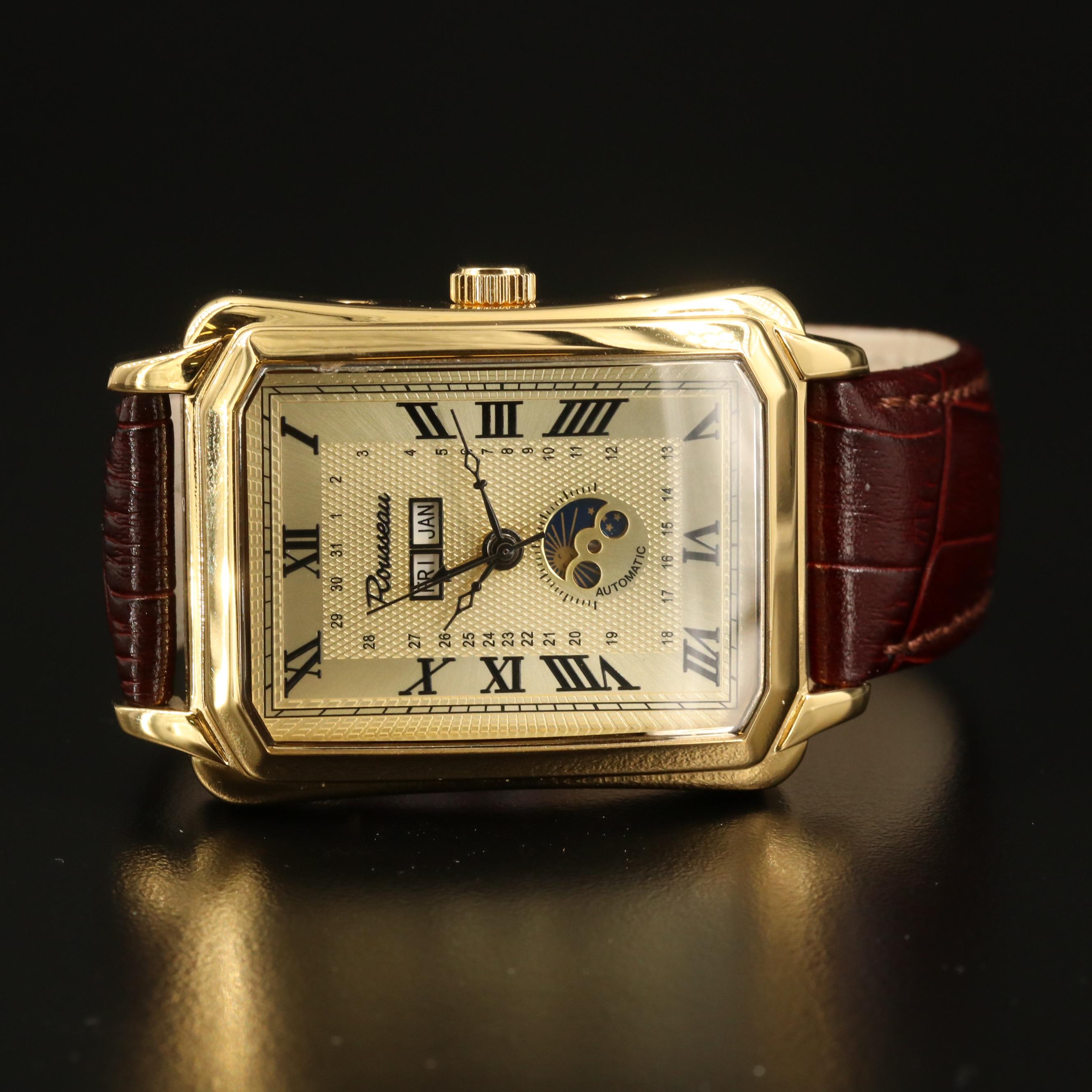 Rousseau Triple Calendar Gold Tone Automatic Watch