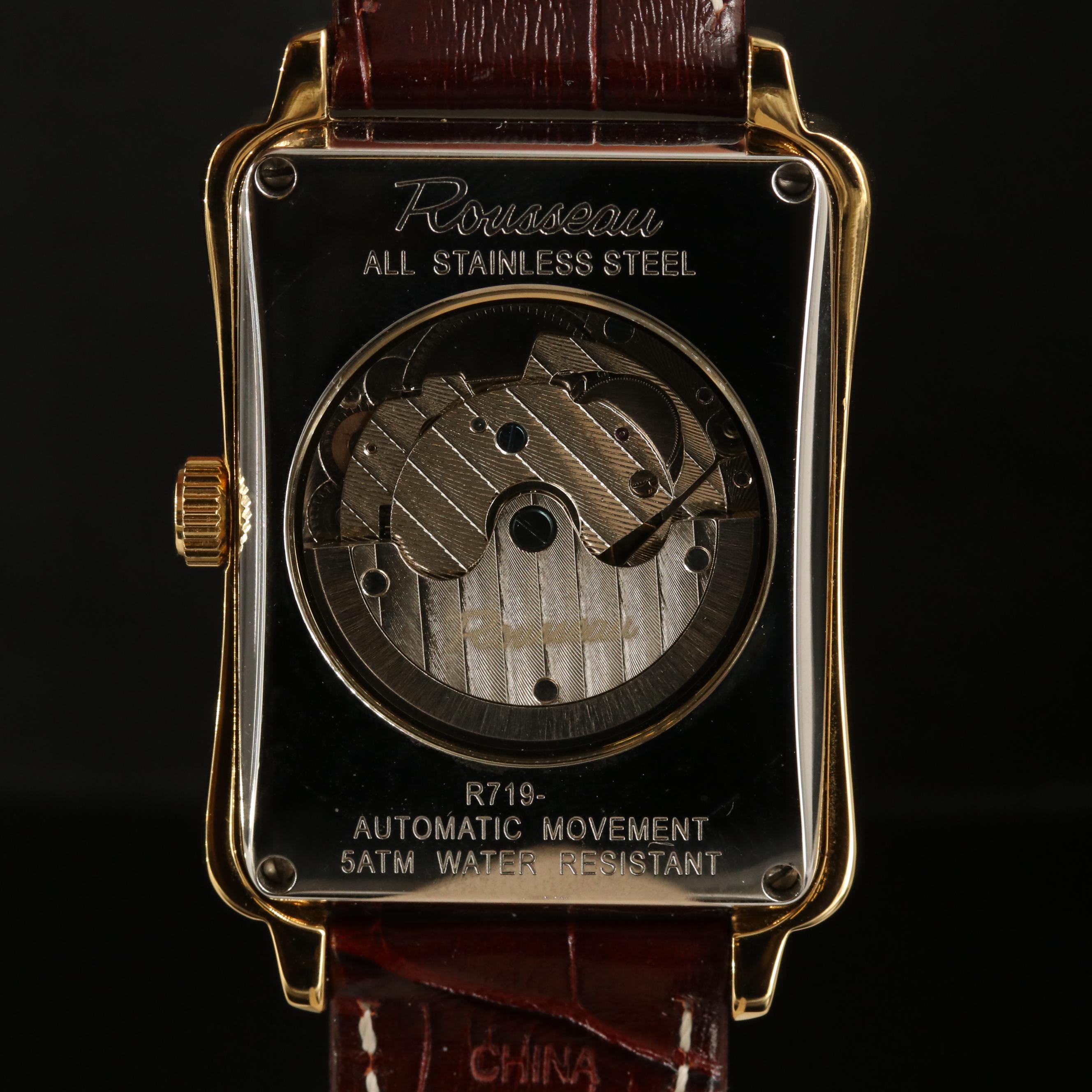 Rousseau Triple Calendar Gold Tone Automatic Watch