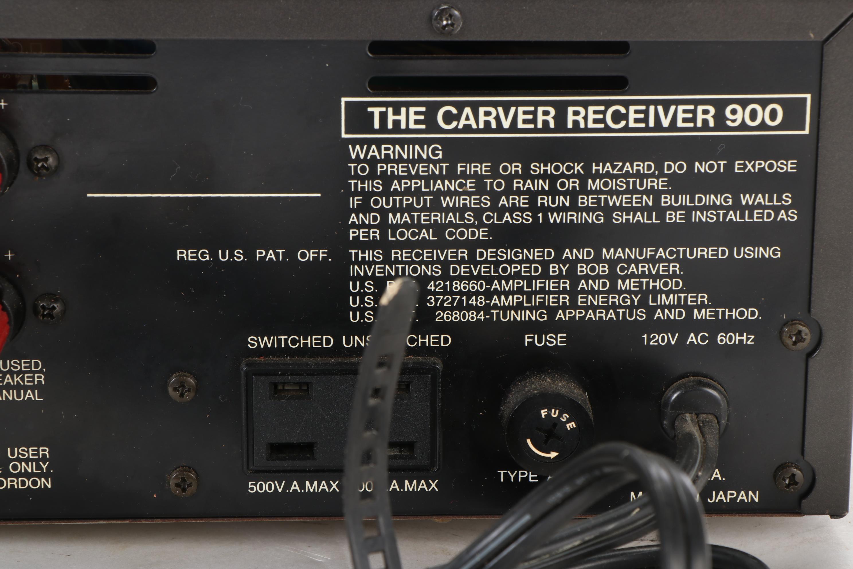 Carver 900 Magnetic Field Power Amplifier Stereo Receiver