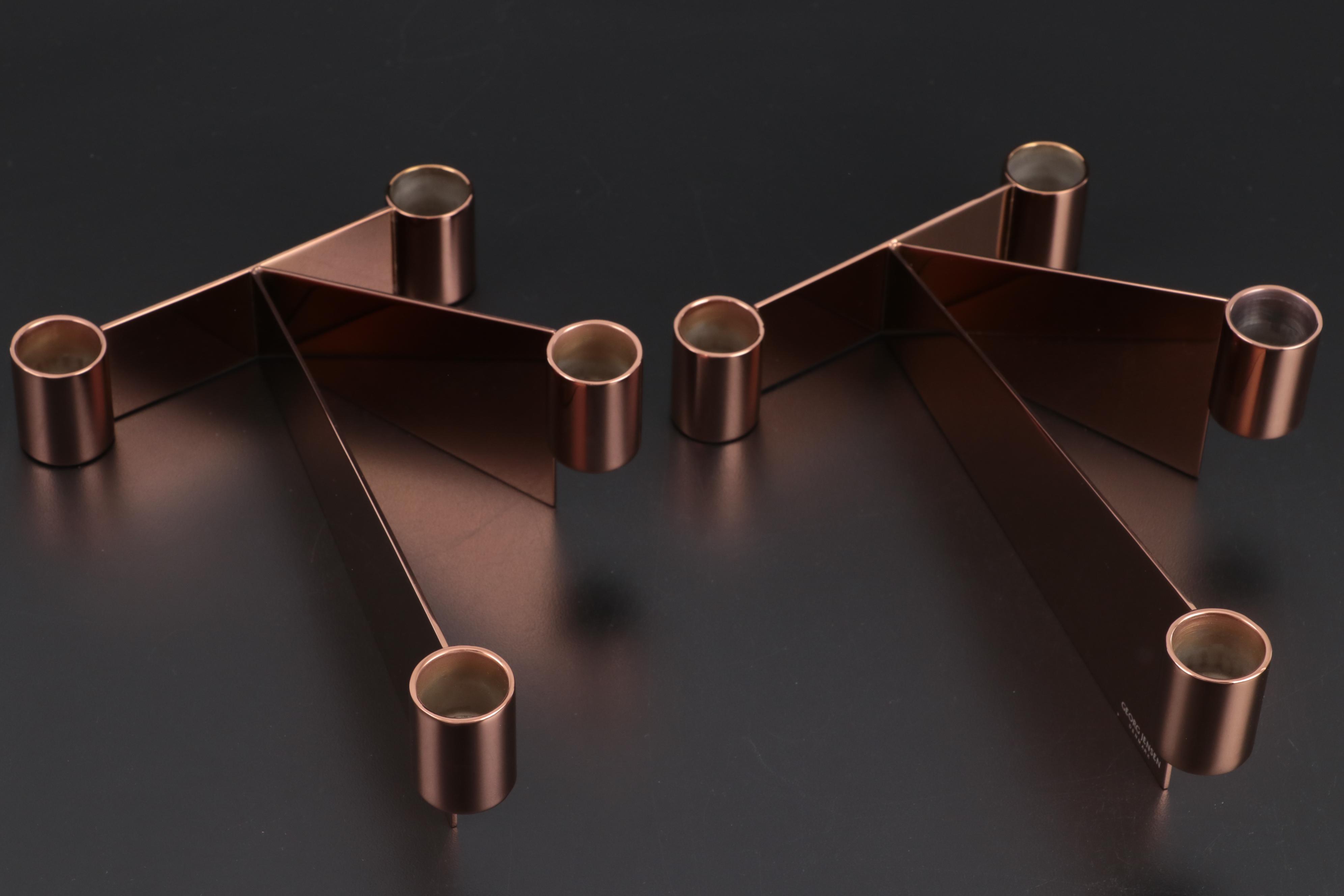 Georg Jensen "Tableau" Tabletop Mirrors with "Urkiola" Candlestick Holders