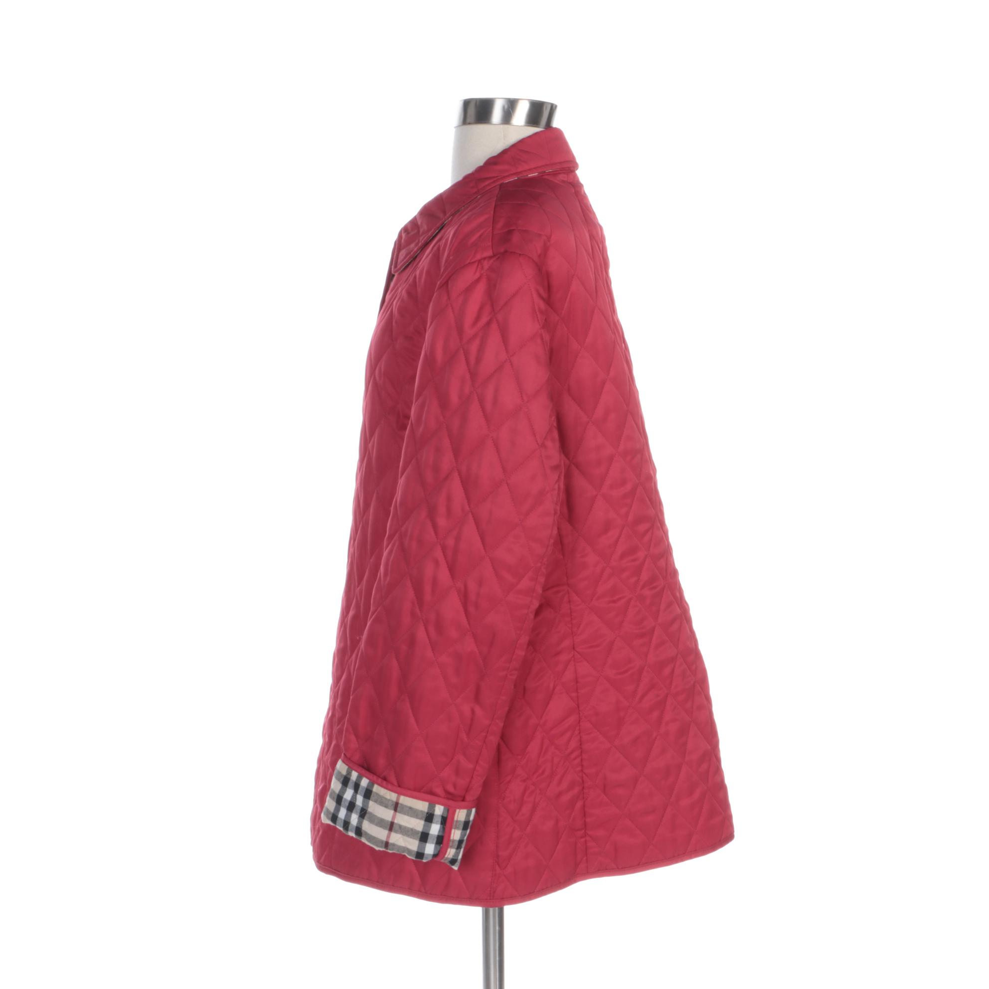 Burberry London Red Quilted Jacket with "Nova Check" Lining