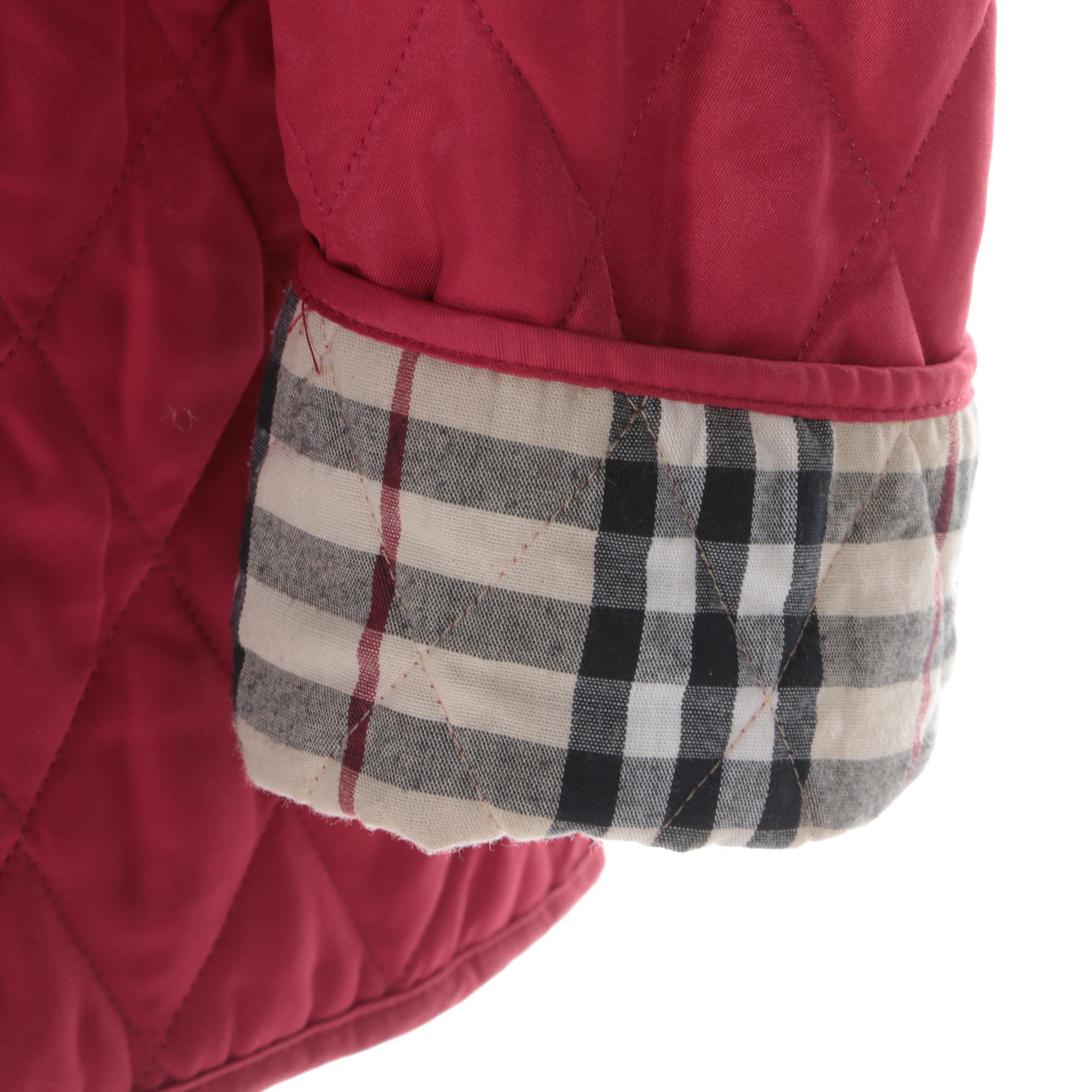 Burberry London Red Quilted Jacket with "Nova Check" Lining