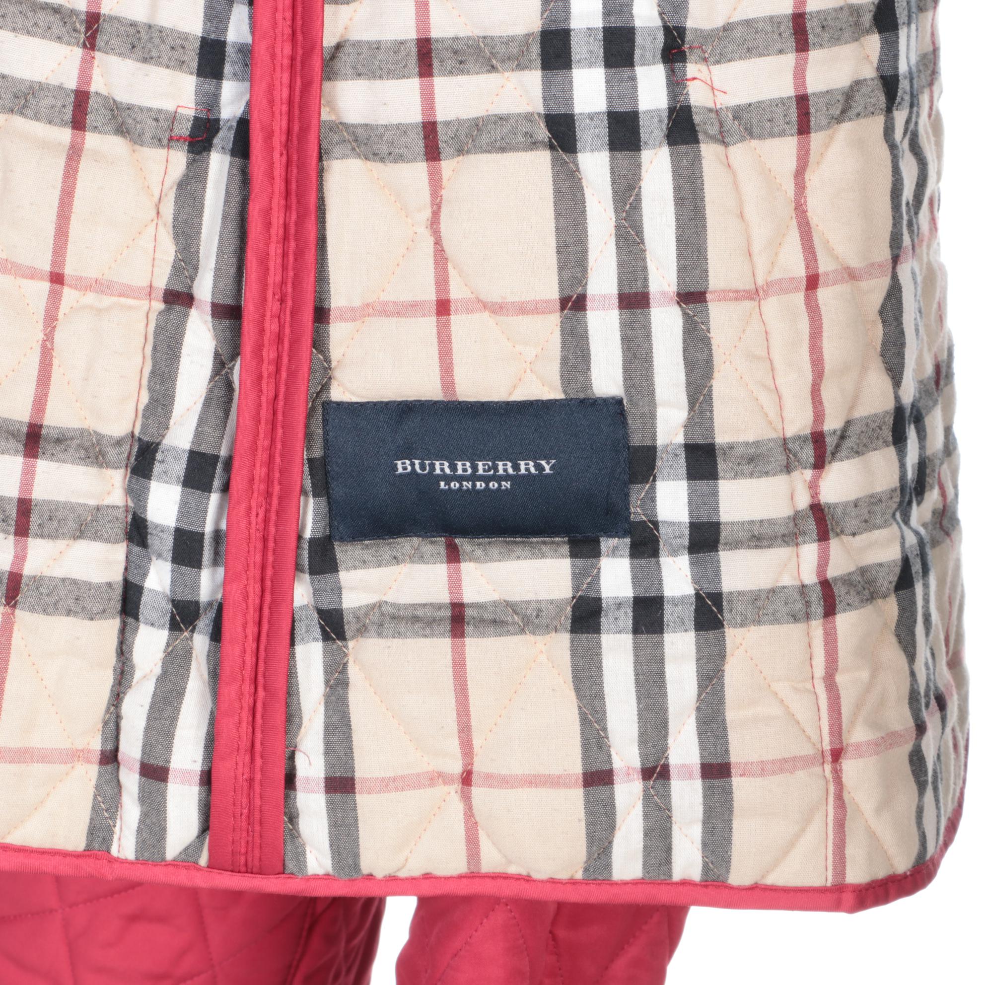 Burberry London Red Quilted Jacket with "Nova Check" Lining