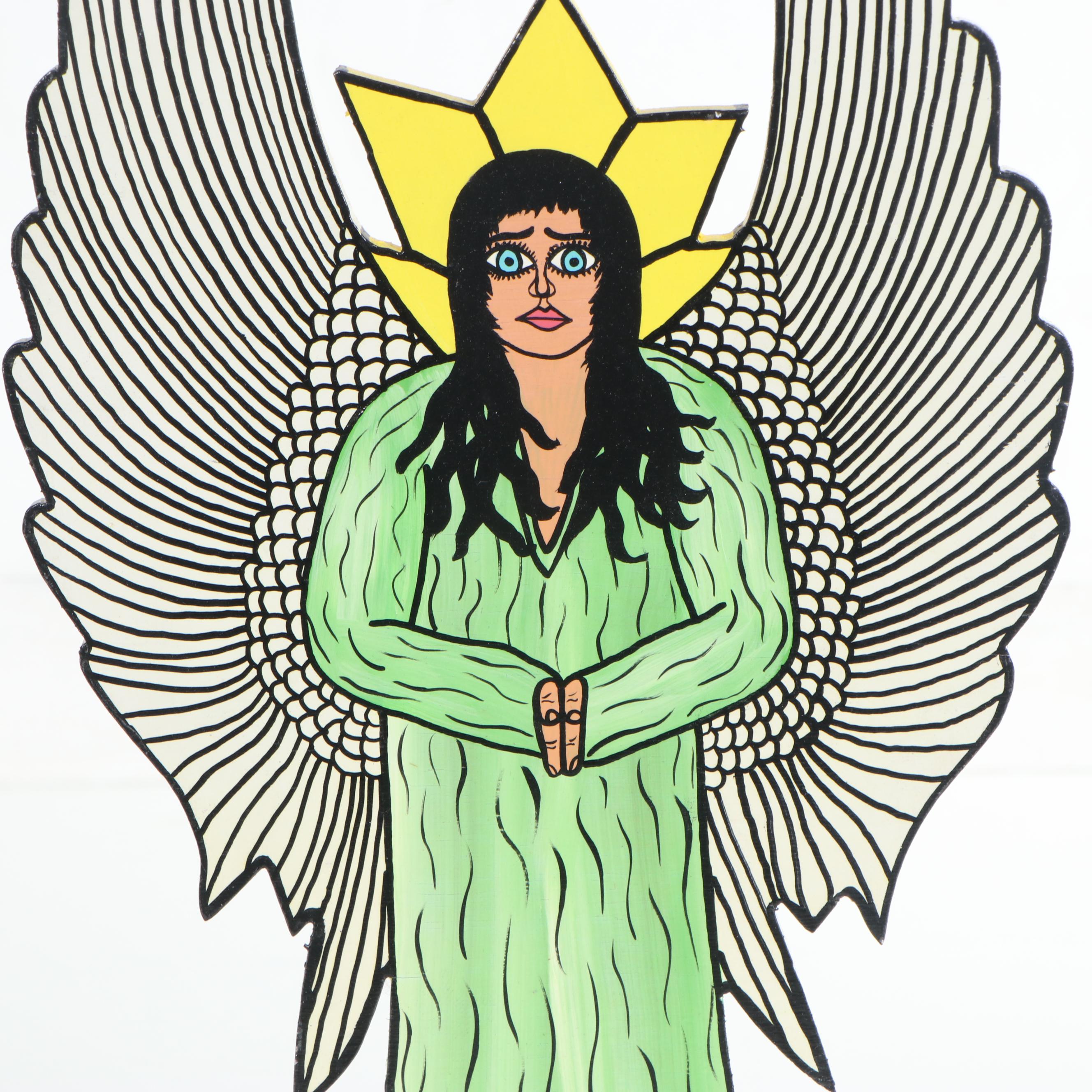 Michael Finster Folk Art Wood Cut-Out Sculpture "The Gaurding Angel"