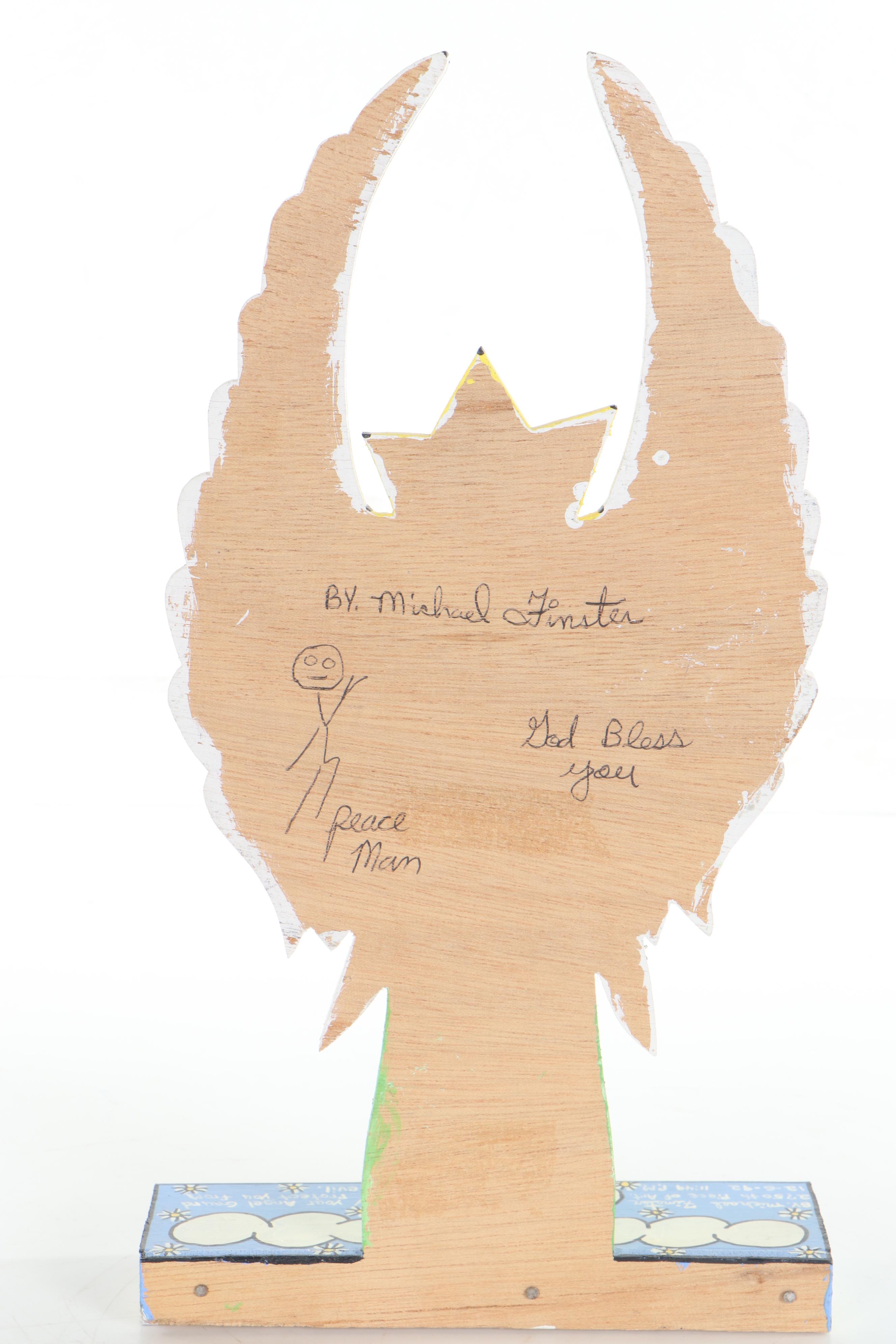 Michael Finster Folk Art Wood Cut-Out Sculpture "The Gaurding Angel"