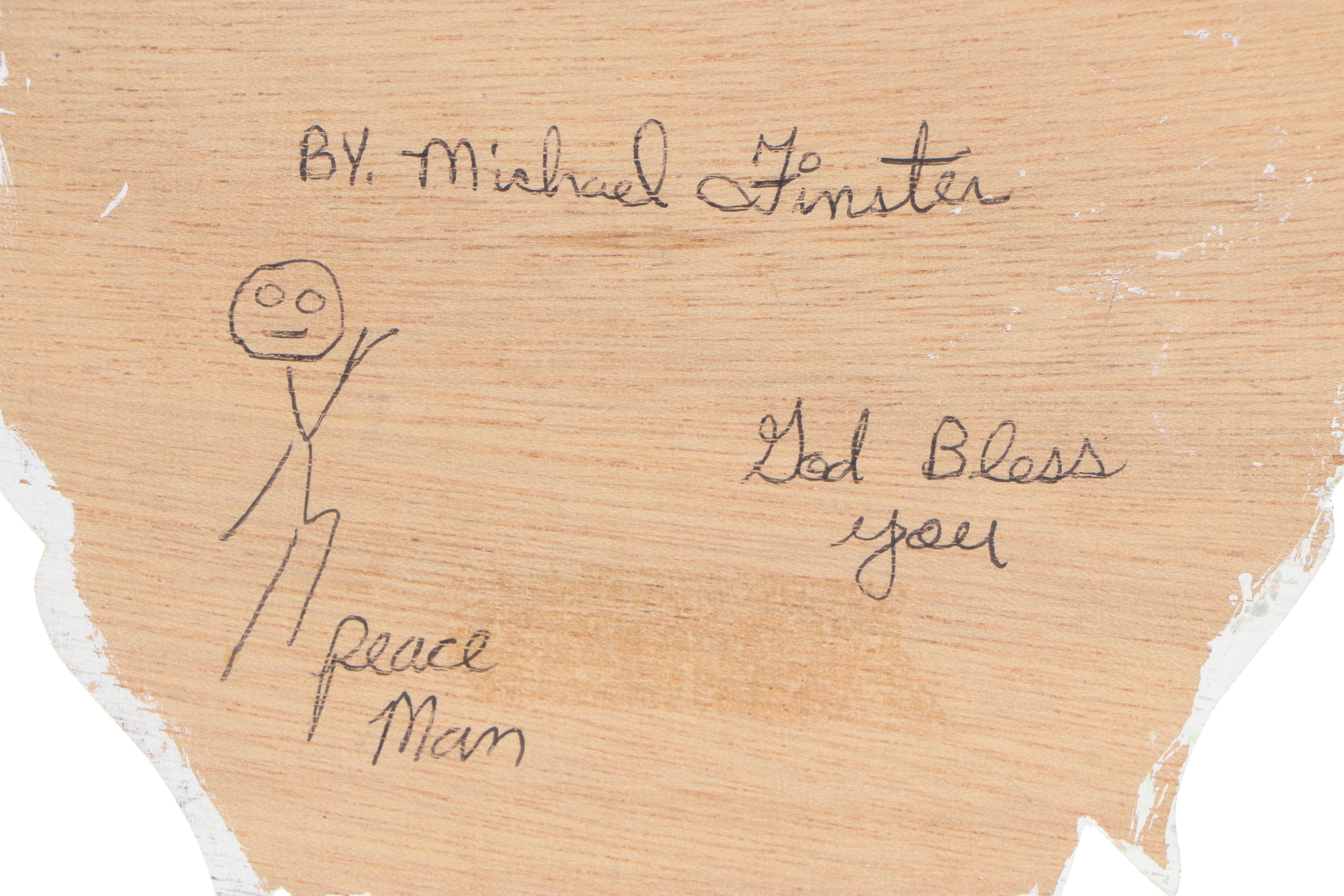 Michael Finster Folk Art Wood Cut-Out Sculpture "The Gaurding Angel"