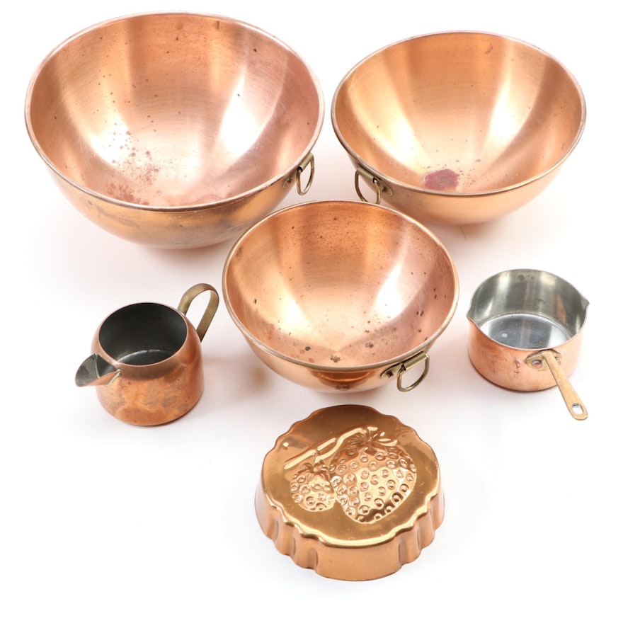 Copper Clad Mixing Bowls and Other Cookware, Late 20th to 21st Century