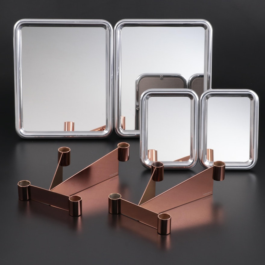 Georg Jensen "Tableau" Tabletop Mirrors with "Urkiola" Candlestick Holders