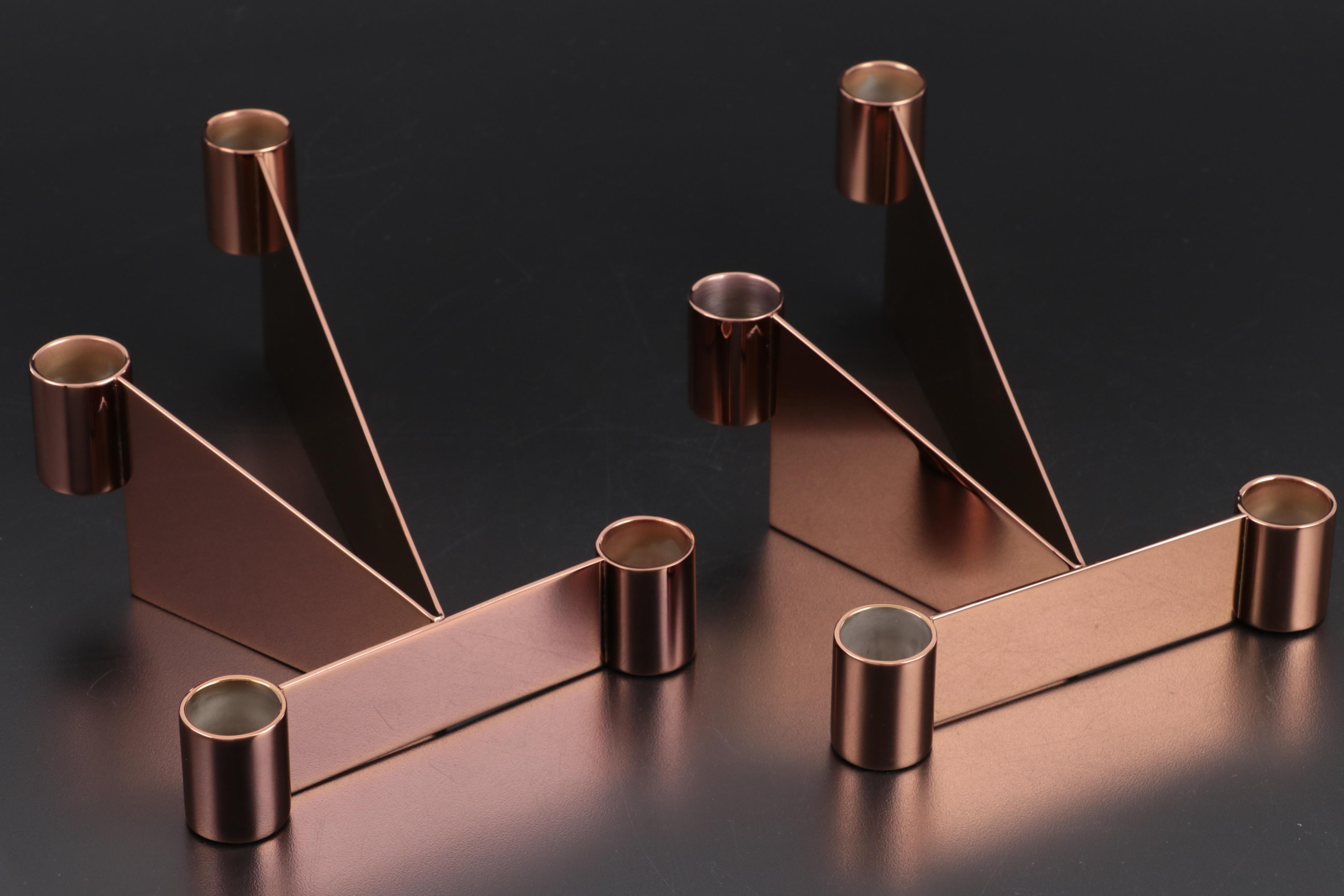 Georg Jensen "Tableau" Tabletop Mirrors with "Urkiola" Candlestick Holders