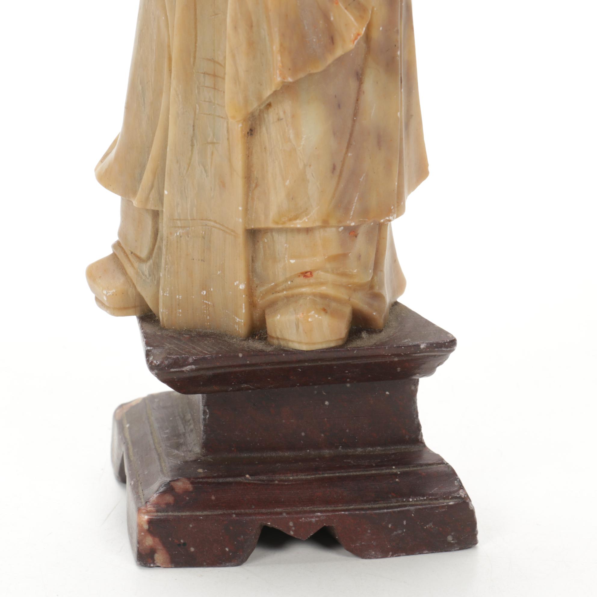 Chinese Carved Soapstone Figurine of Immortal Shou Hsing