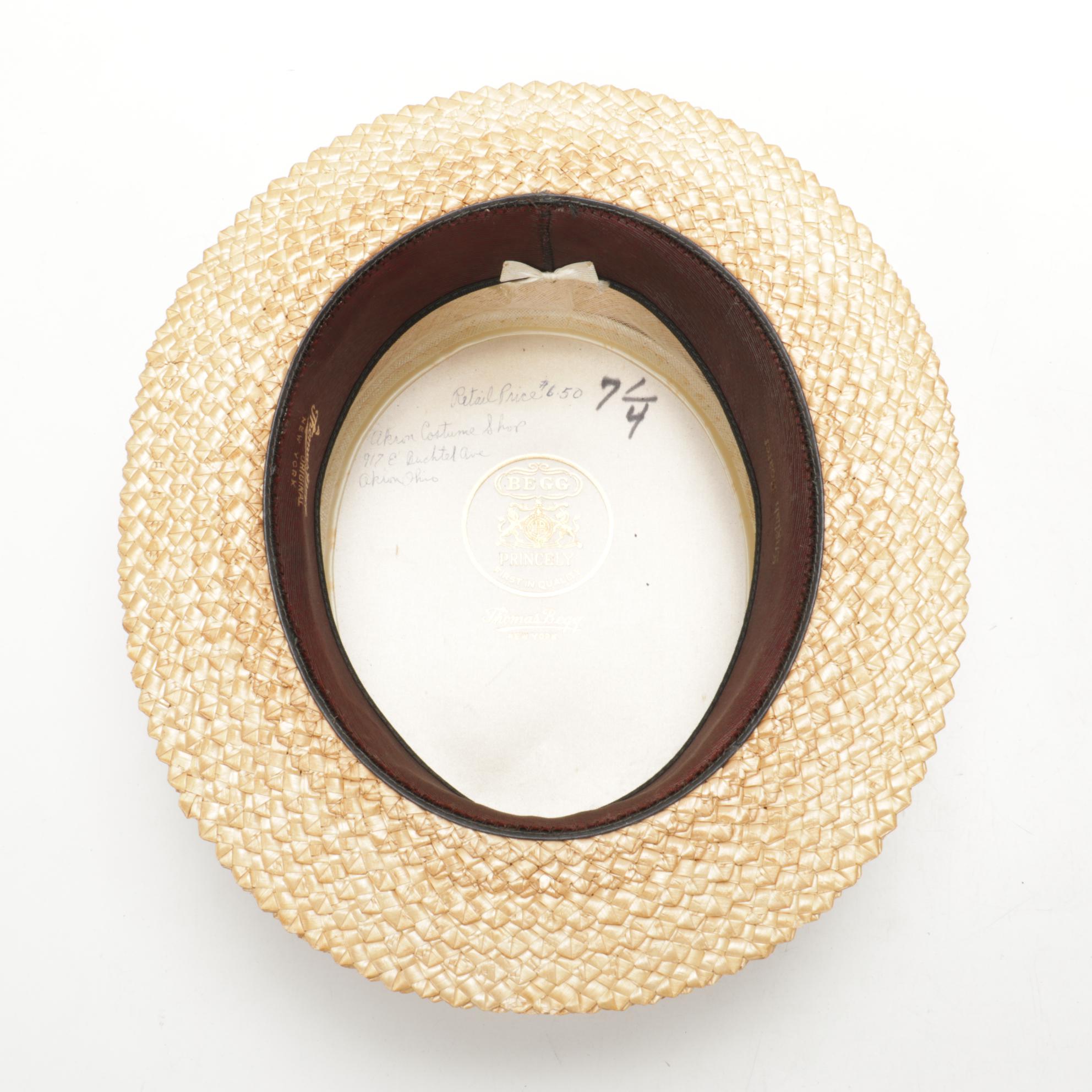 Men's Lincoln, Begg, and Colombia Woven Straw Boater Hats