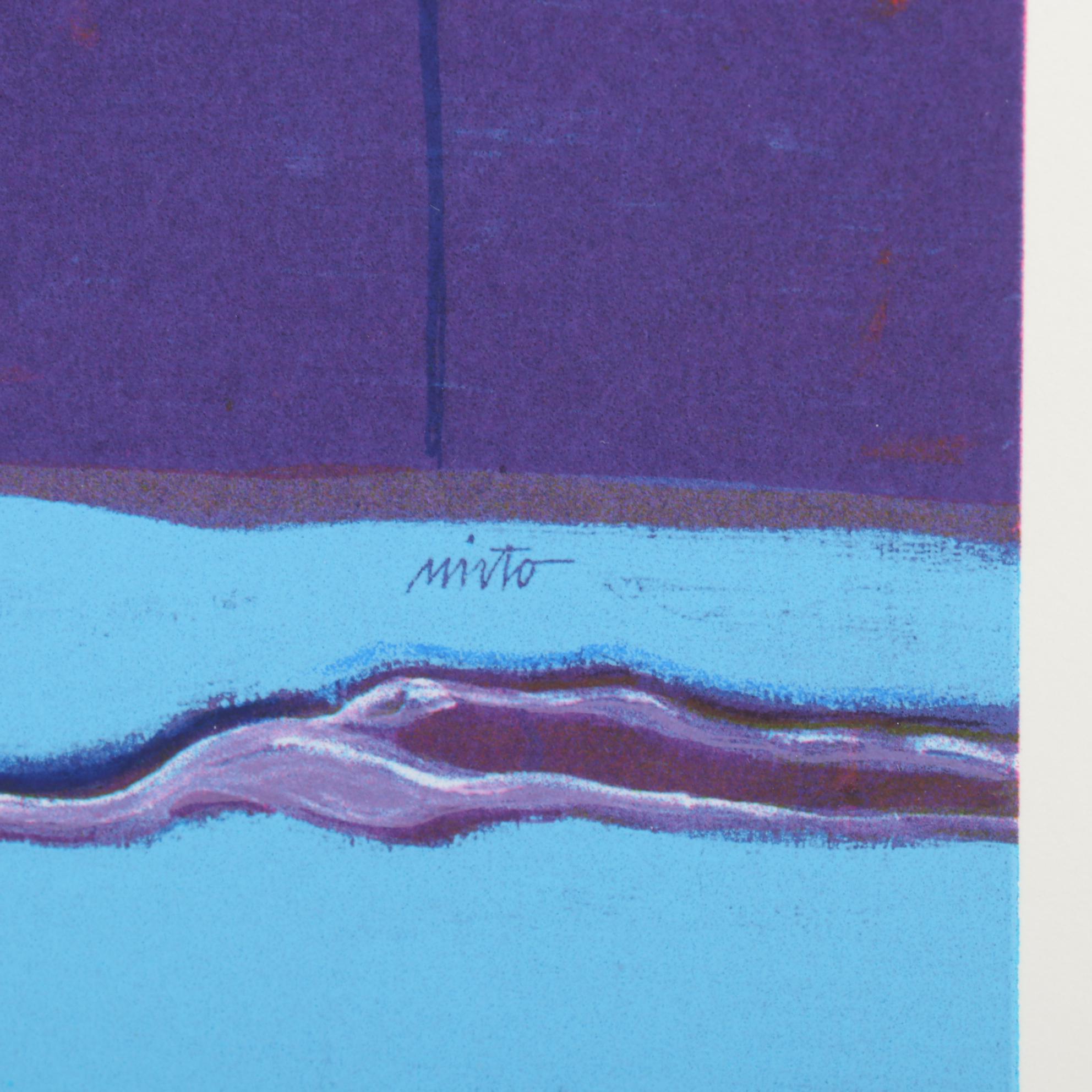 John Nieto Serigraph "Wolf Drinking Water by Moonlight"