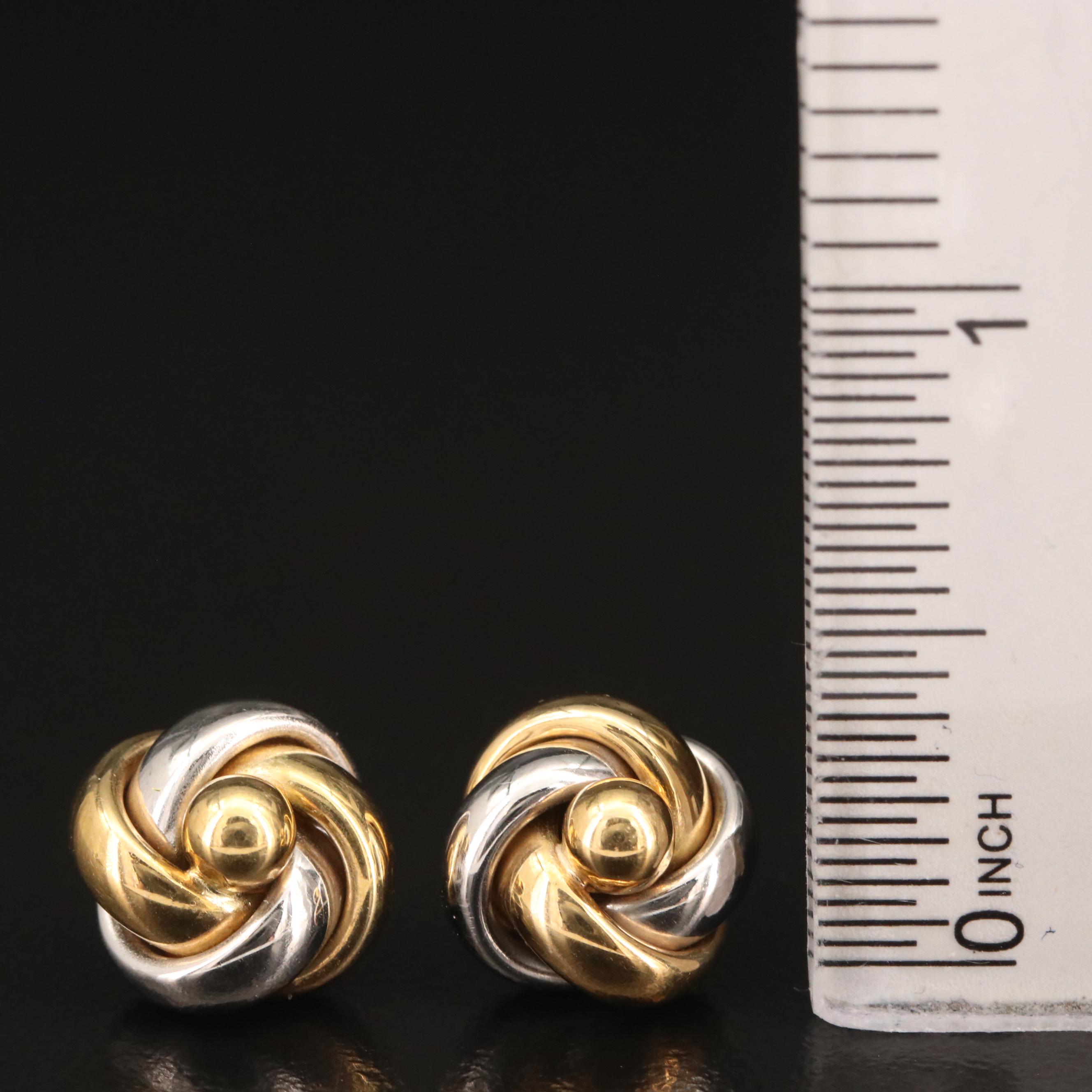 Platinum and 18K Knot Stud Earrings