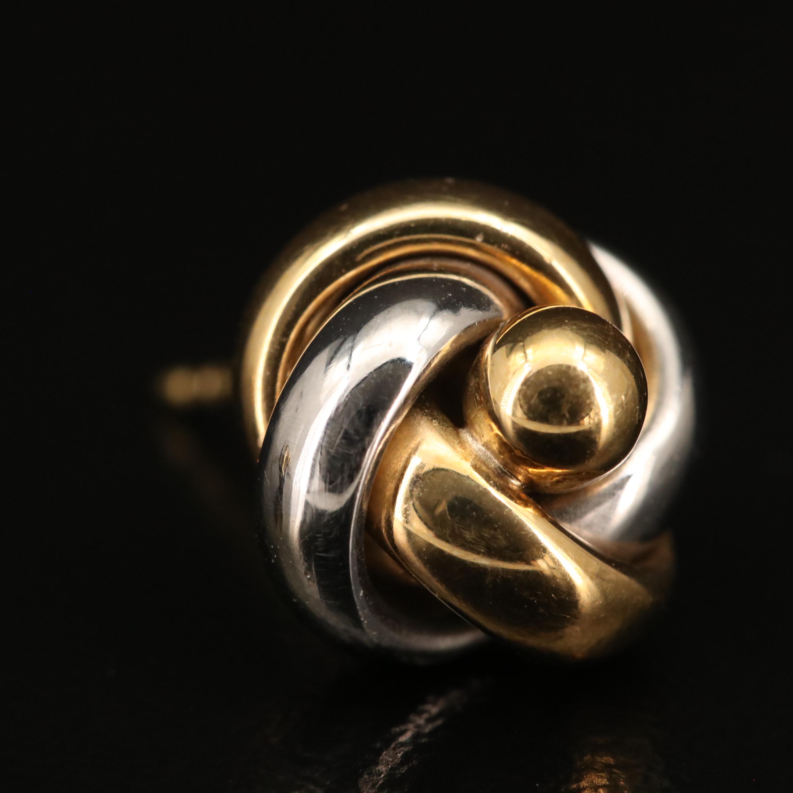 Platinum and 18K Knot Stud Earrings