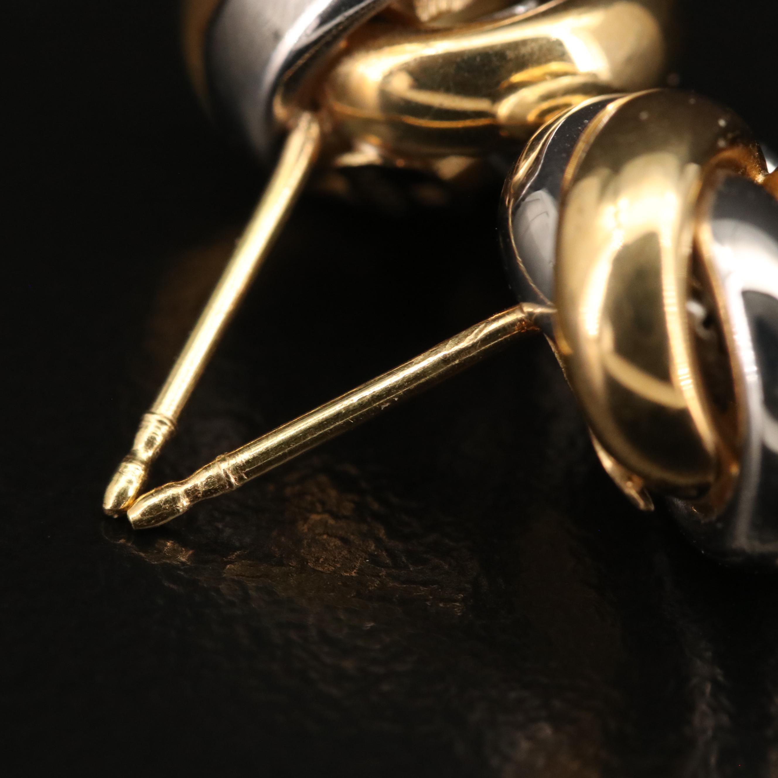 Platinum and 18K Knot Stud Earrings