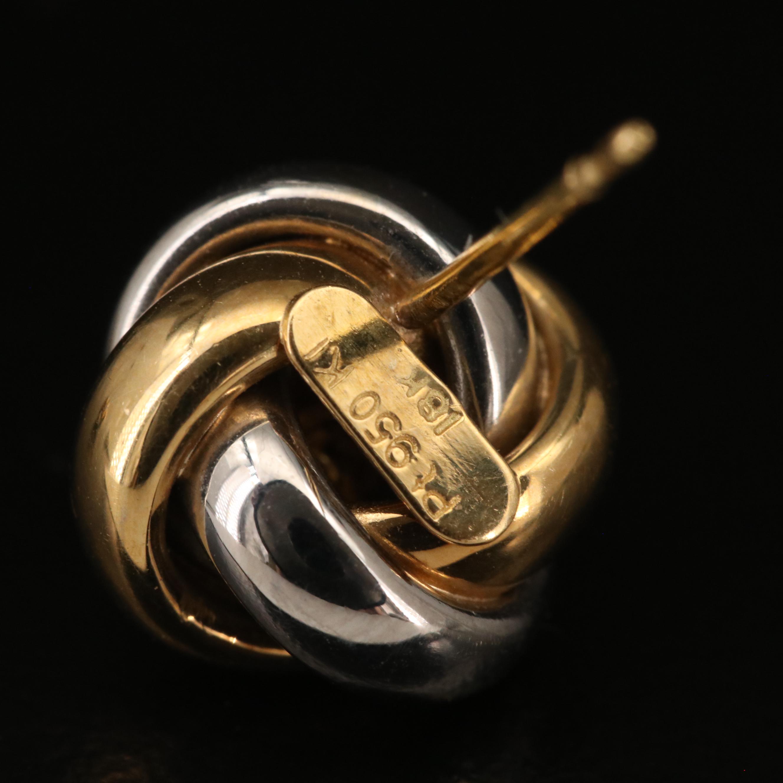 Platinum and 18K Knot Stud Earrings