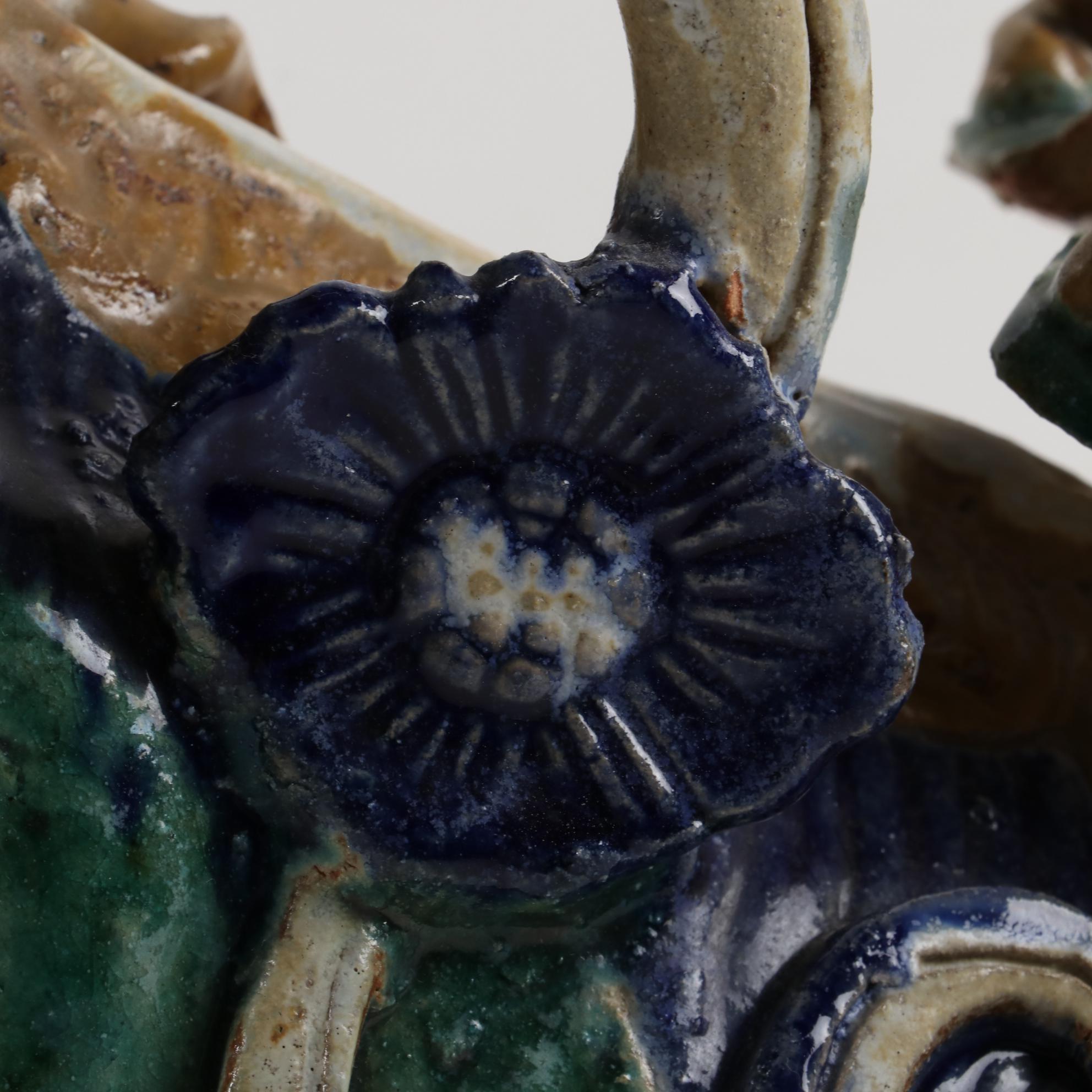 Chinese Sancai Glazed Pottery Guardian Lion Roof Tile