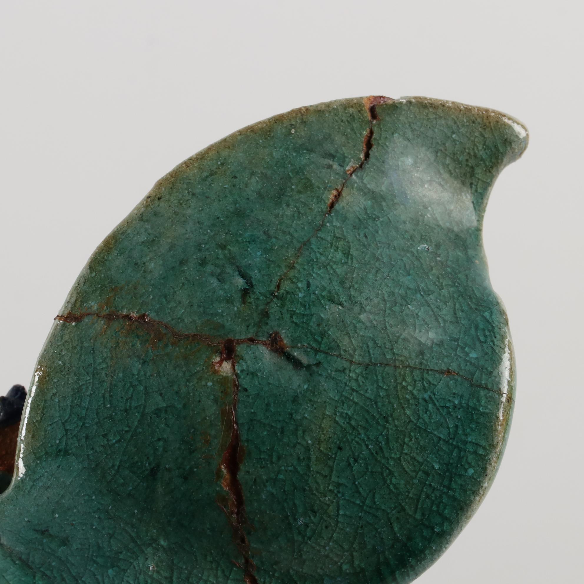 Chinese Sancai Glazed Pottery Guardian Lion Roof Tile