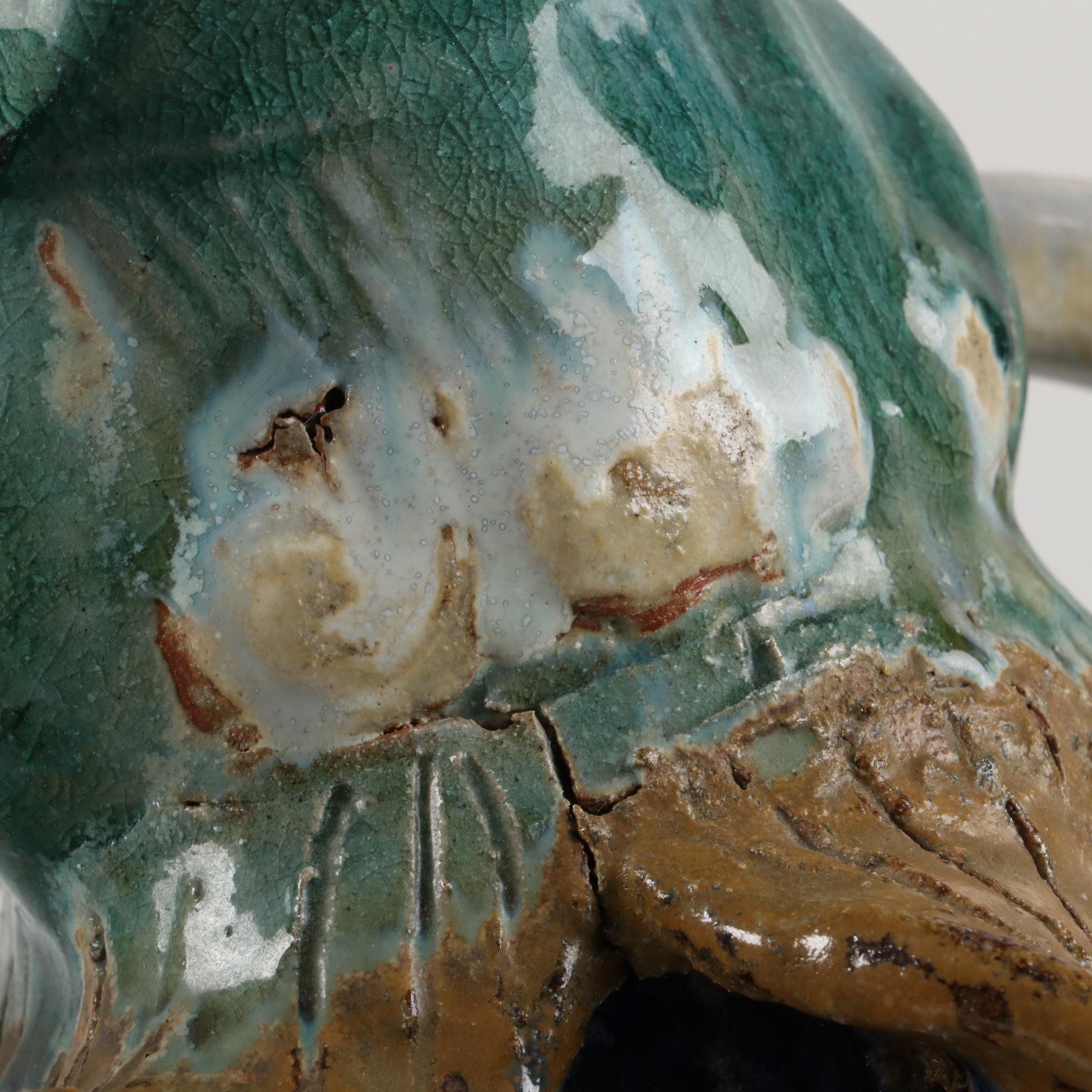 Chinese Sancai Glazed Pottery Guardian Lion Roof Tile