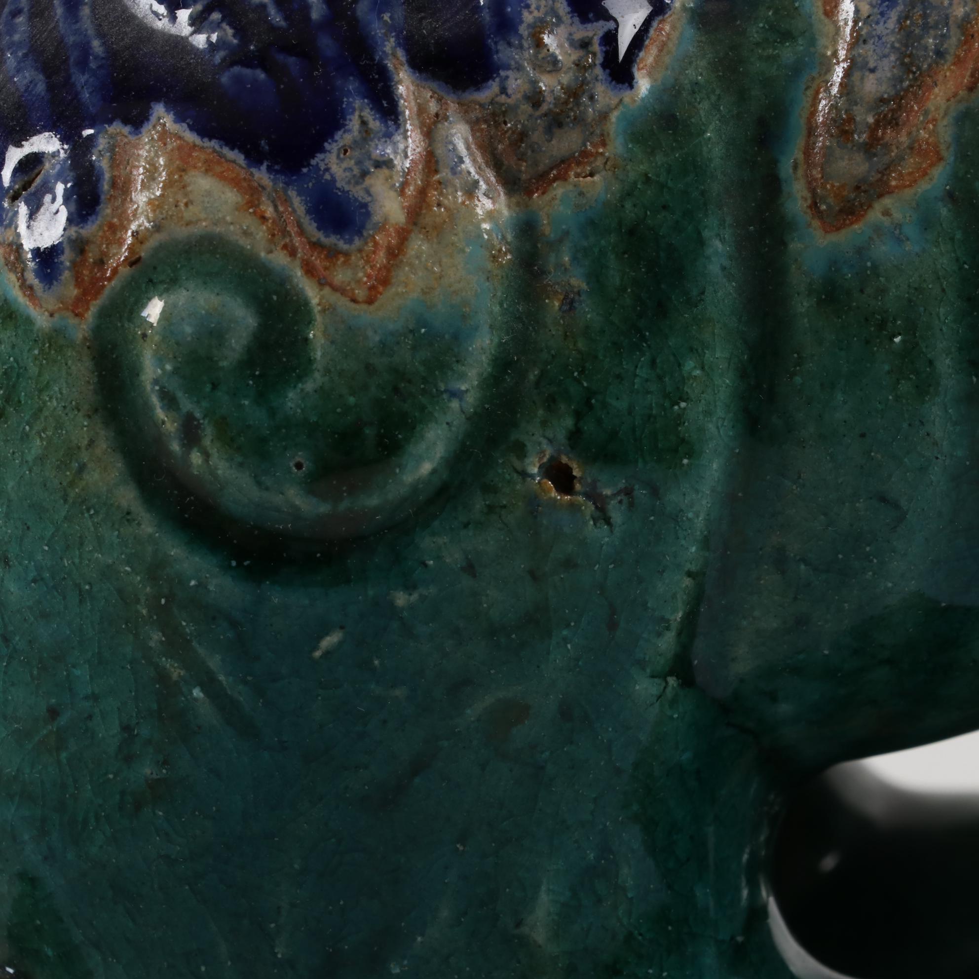 Chinese Sancai Glazed Pottery Guardian Lion Roof Tile