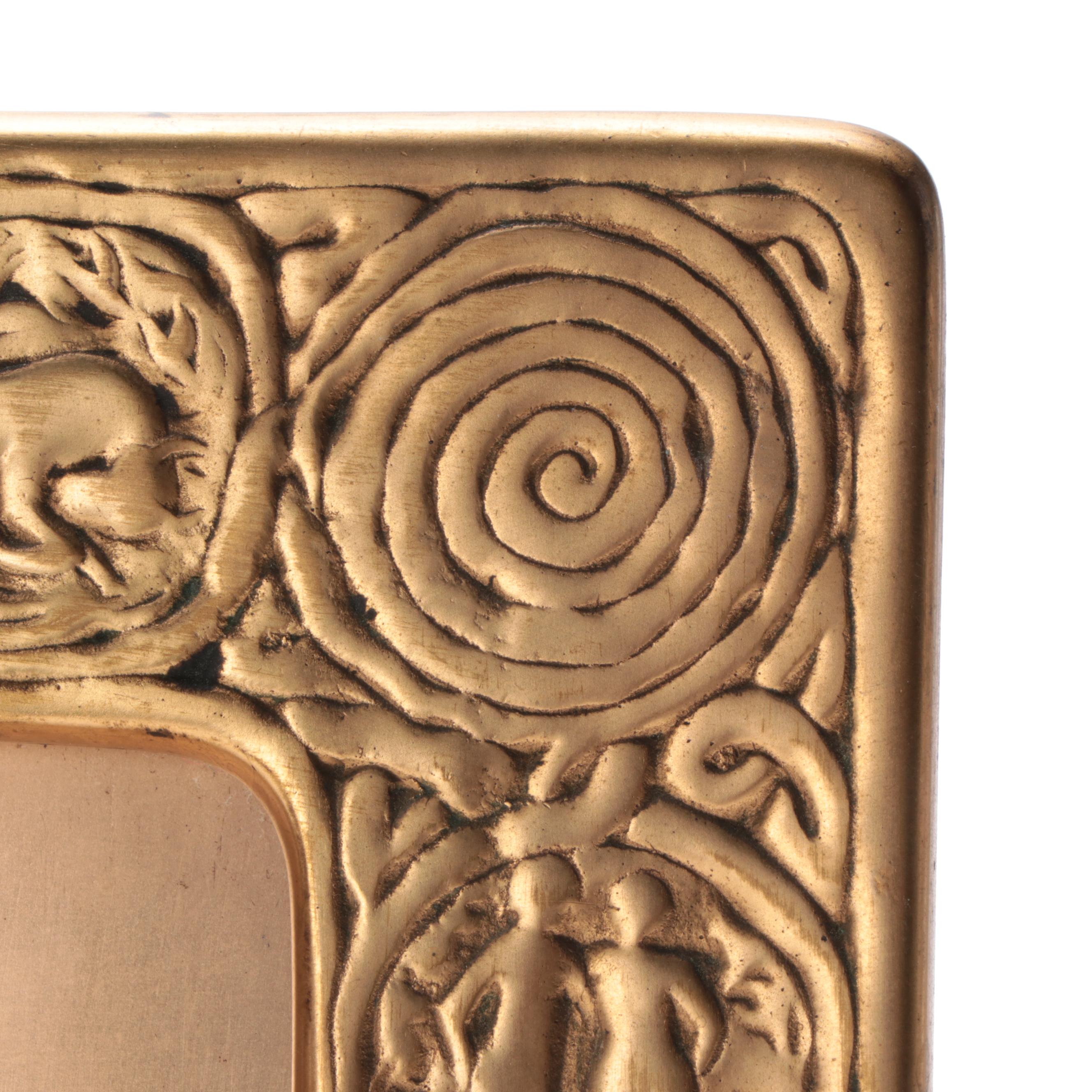 Tiffany Studios Bronze Zodiac Frame and Desk Thermometer