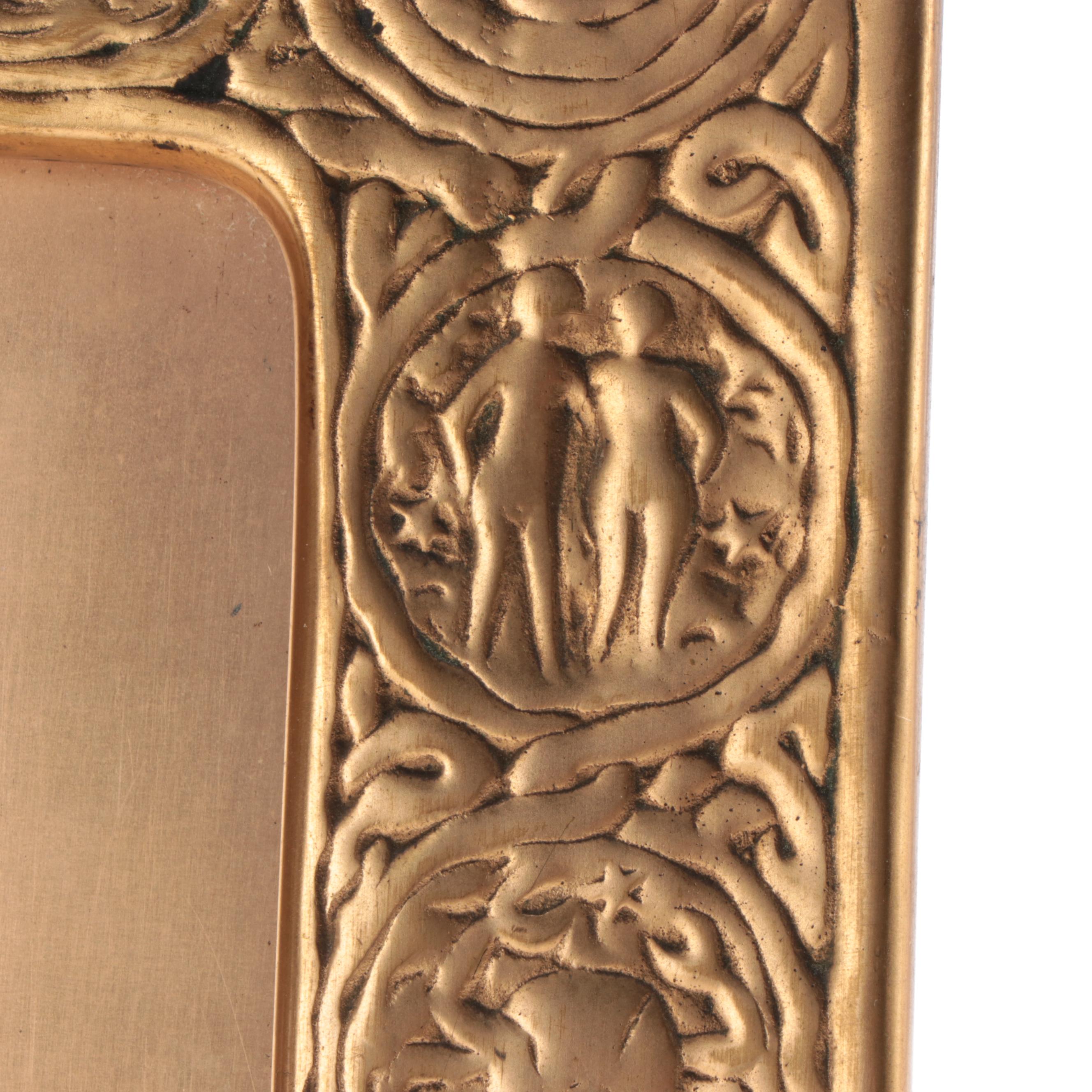 Tiffany Studios Bronze Zodiac Frame and Desk Thermometer