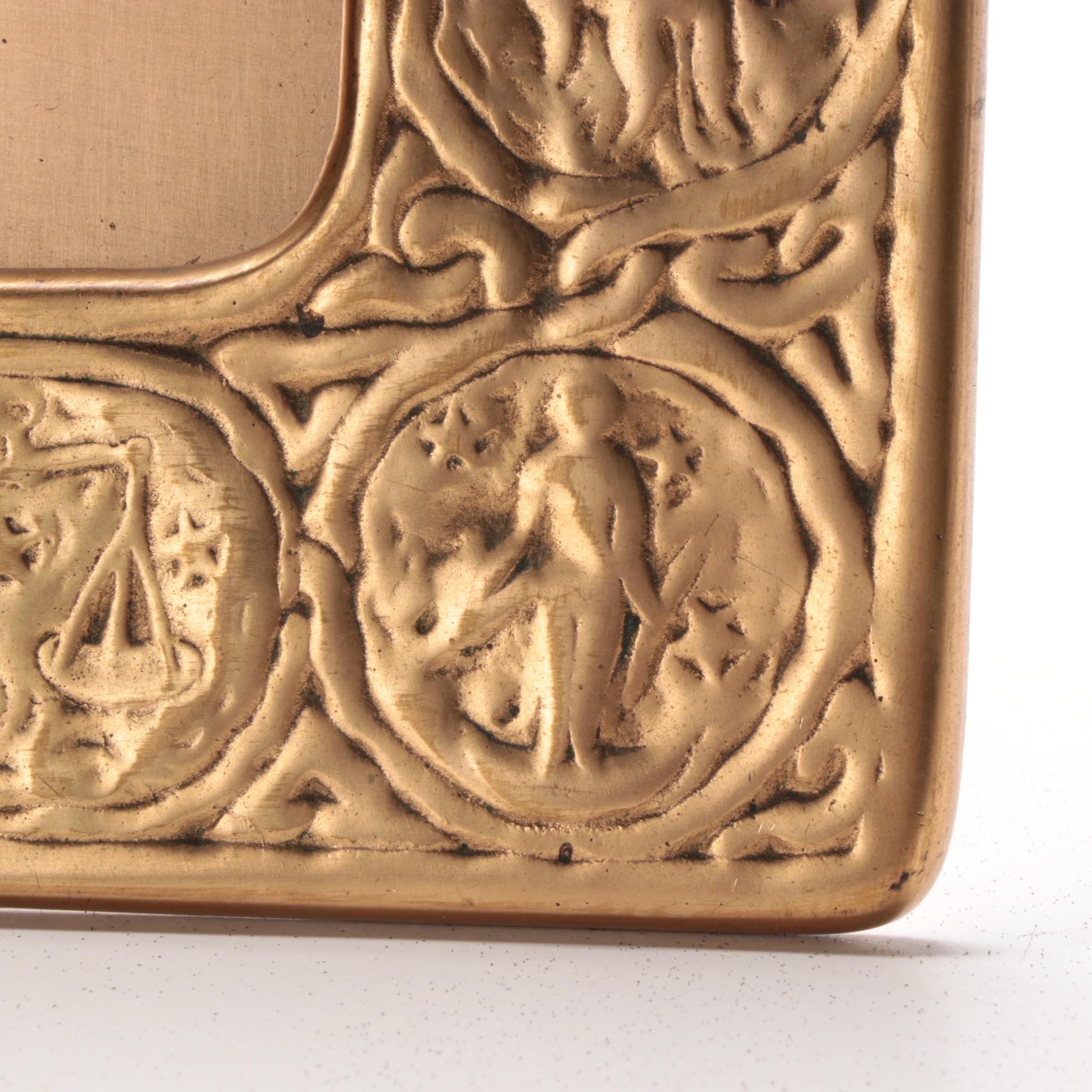 Tiffany Studios Bronze Zodiac Frame and Desk Thermometer