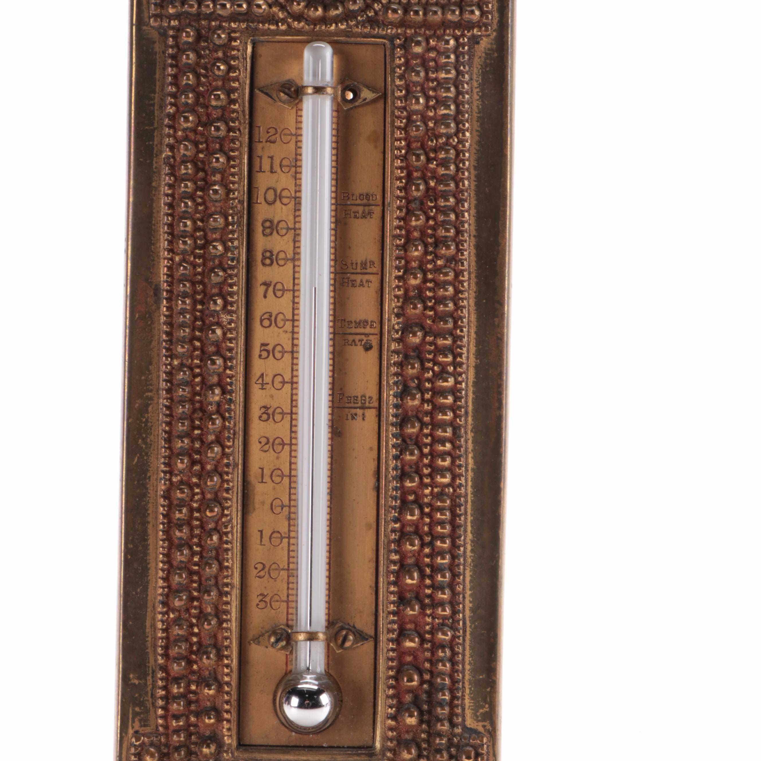 Tiffany Studios Bronze Zodiac Frame and Desk Thermometer