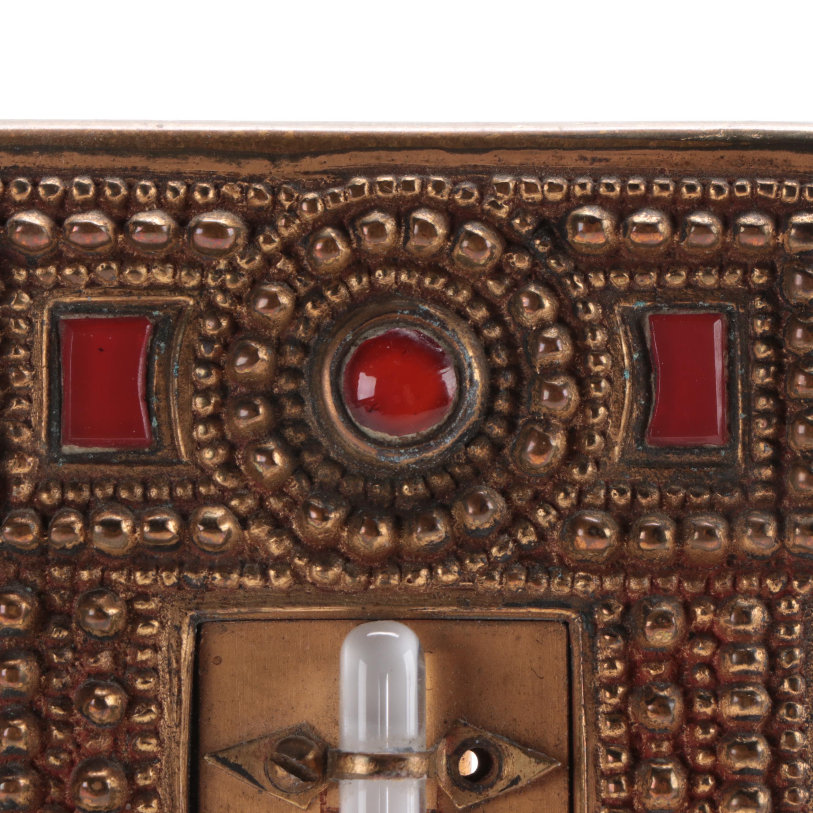 Tiffany Studios Bronze Zodiac Frame and Desk Thermometer