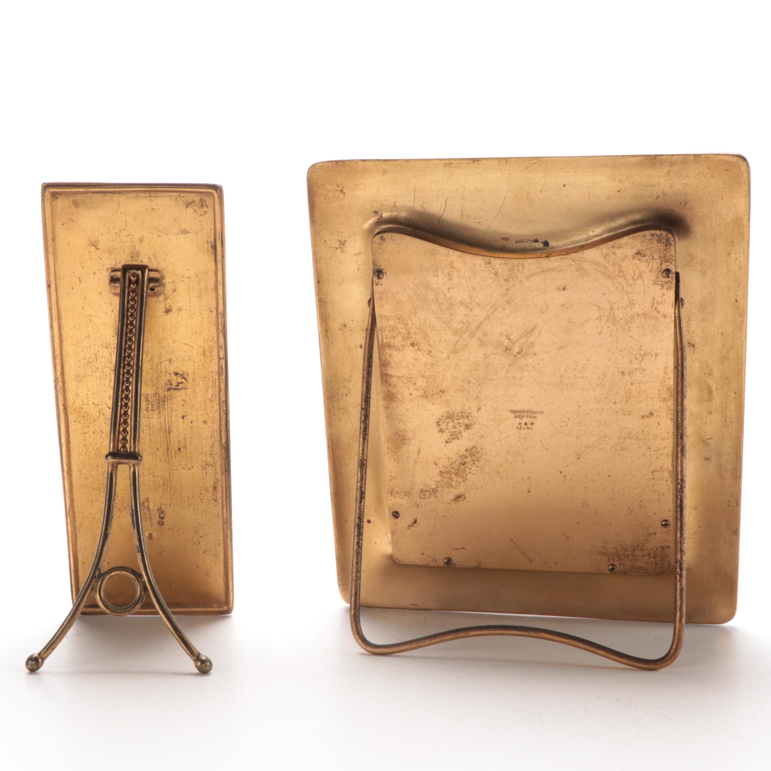 Tiffany Studios Bronze Zodiac Frame and Desk Thermometer