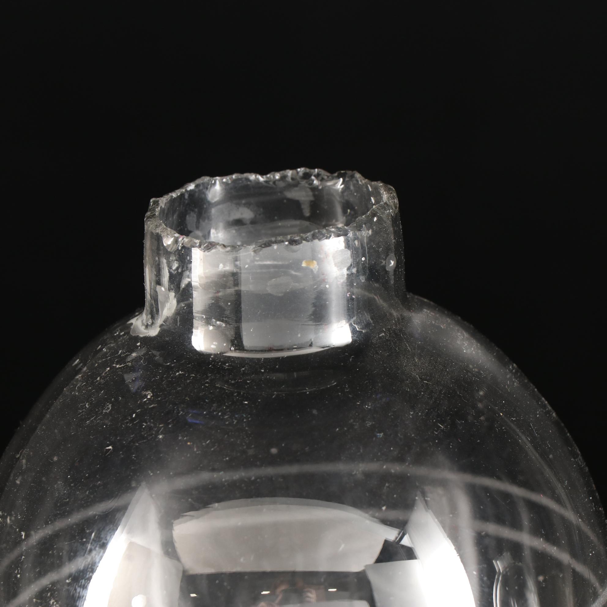 Etched Glass Candlestick Hurricane Fitters with Cobalt Rims