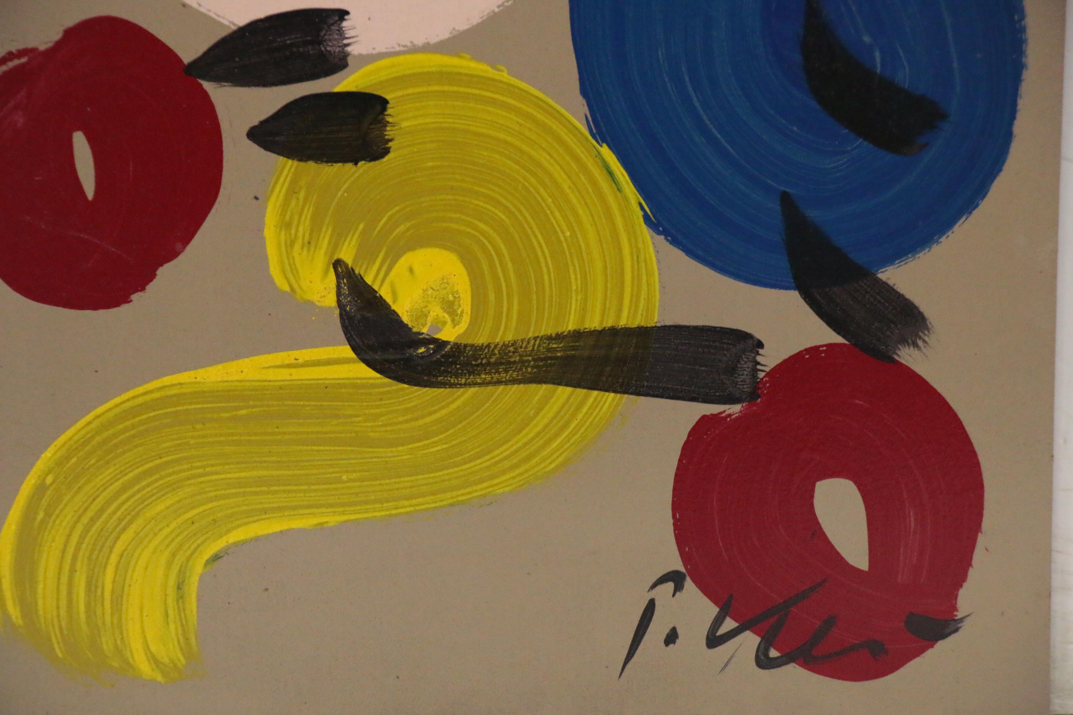 Peter Keil Abstract Portrait Acrylic Painting, Late 20th Century