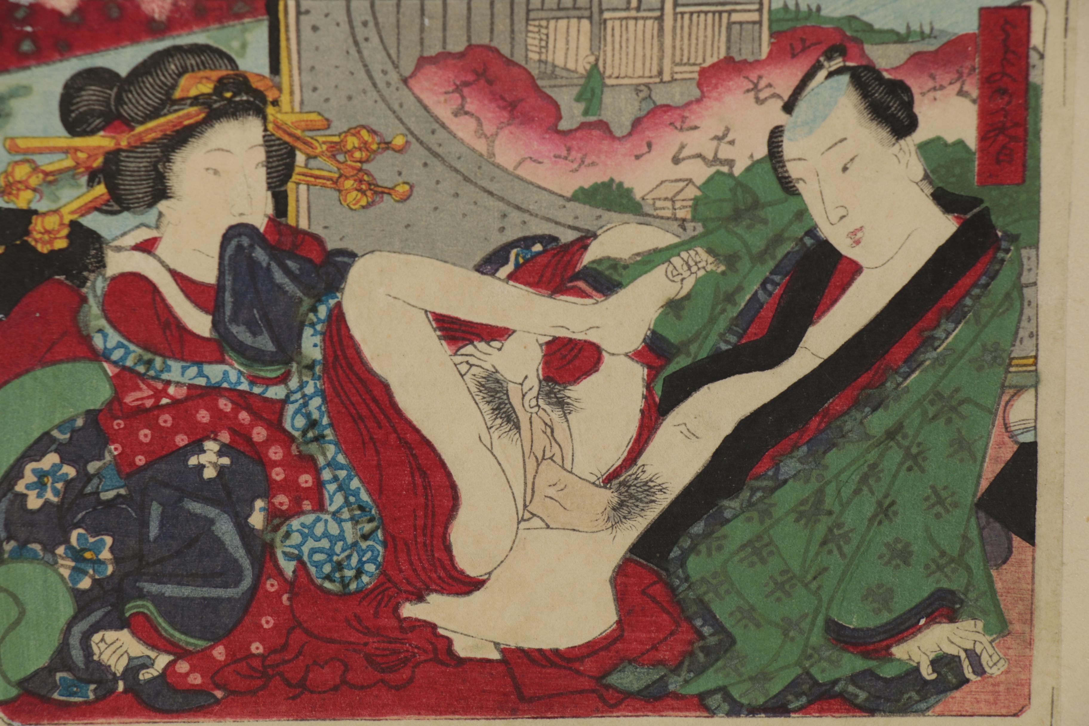 Japanese Shunga Woodblocks of Erotic Scenes and More