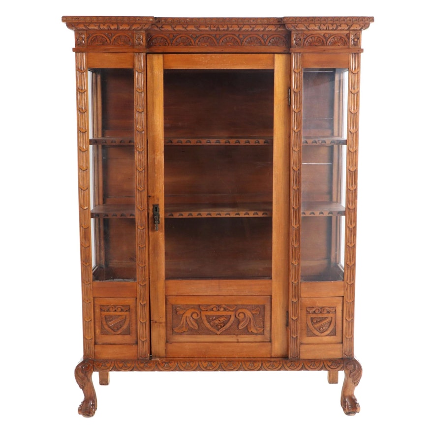 American Renaissance Revival Relief-Carved Bookcase, Early 20th Century