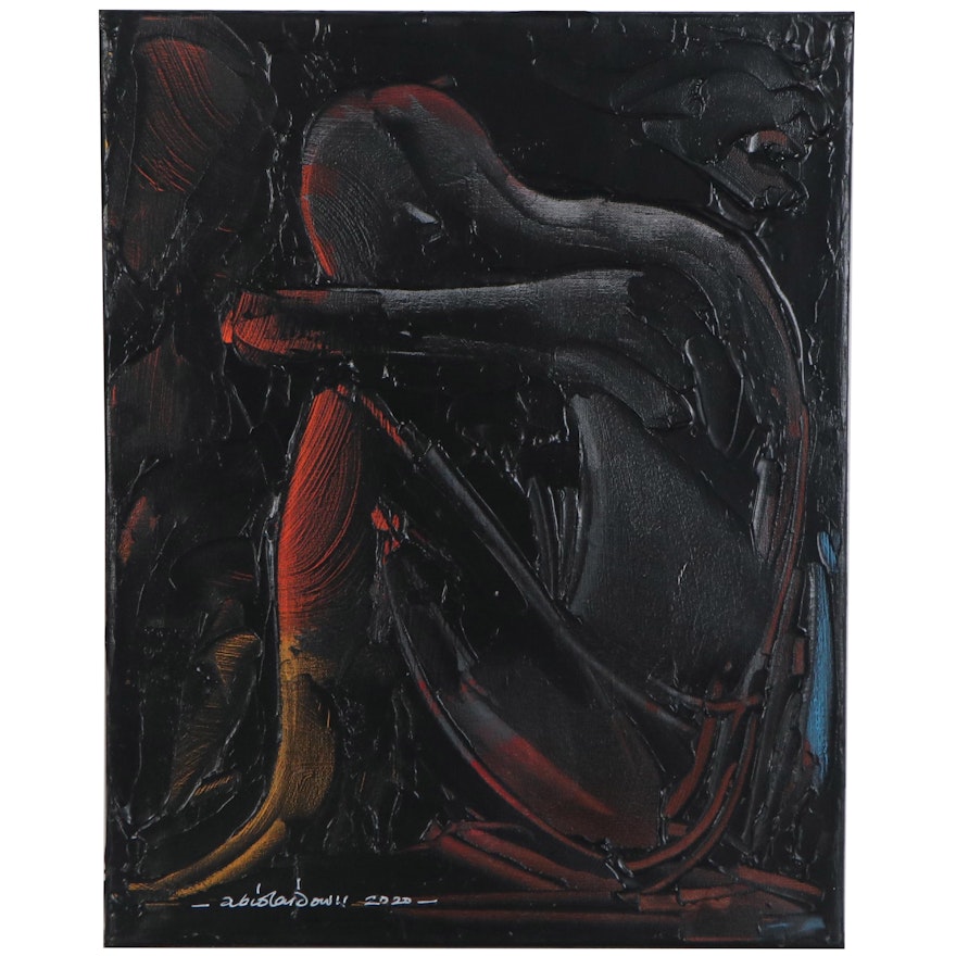 Abiola Idowu Mixed Media Painting "Rest I," 2021