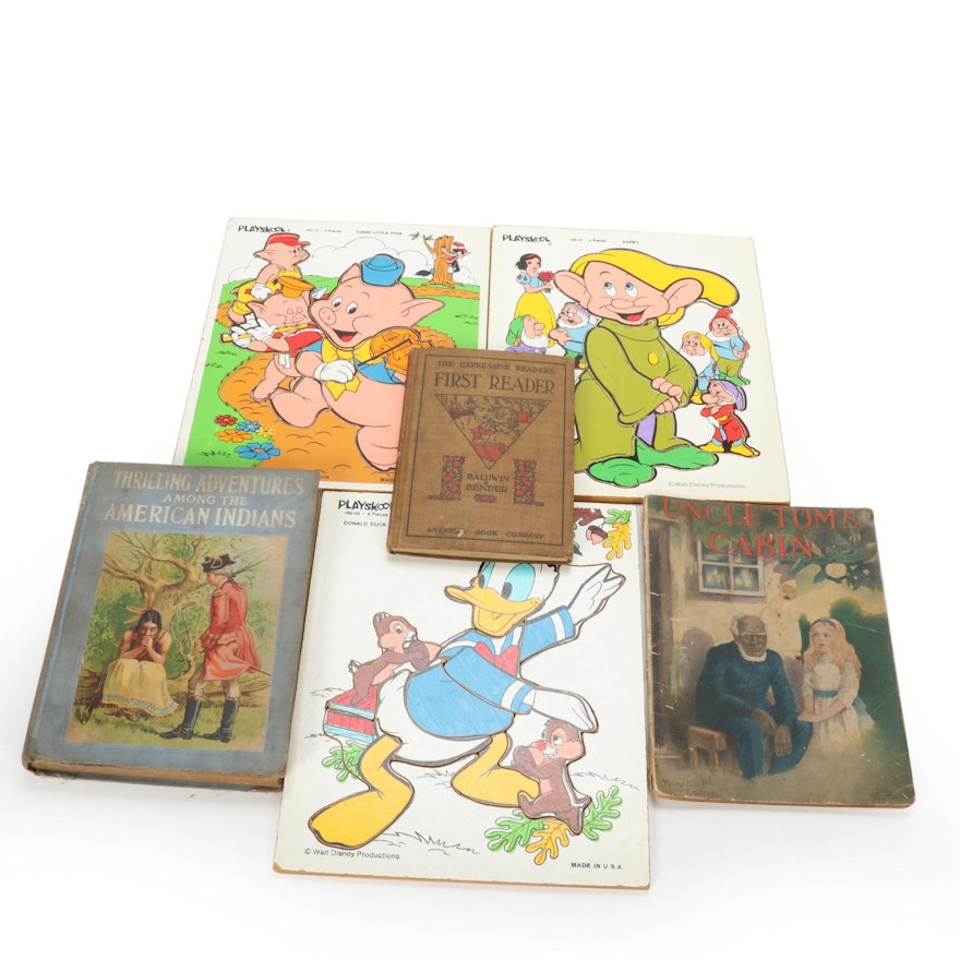 Children's Books with Disney Character Puzzles, Early/Mid 20th Century