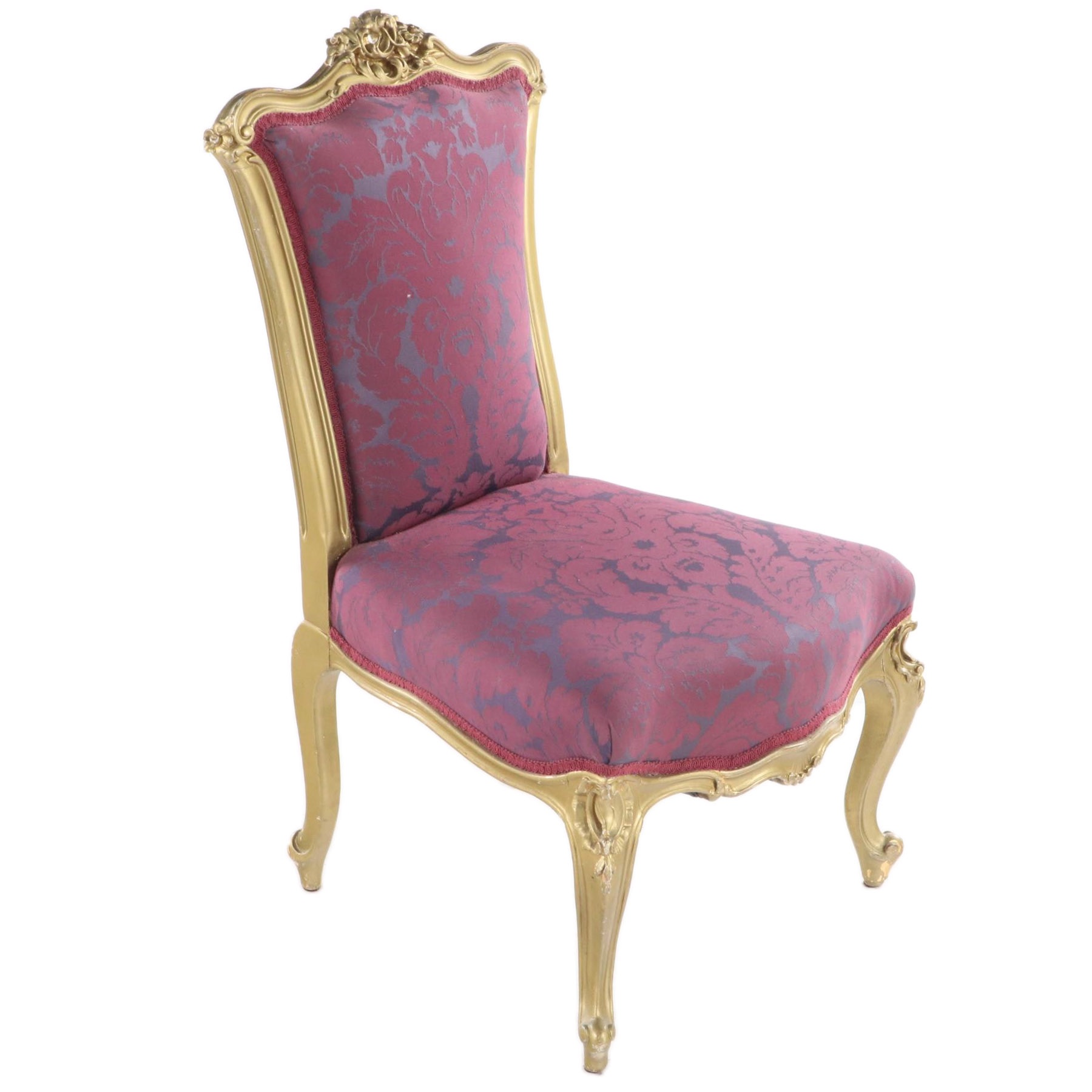 Louis XV Style Giltwood Salon Chair, Late 19th Century