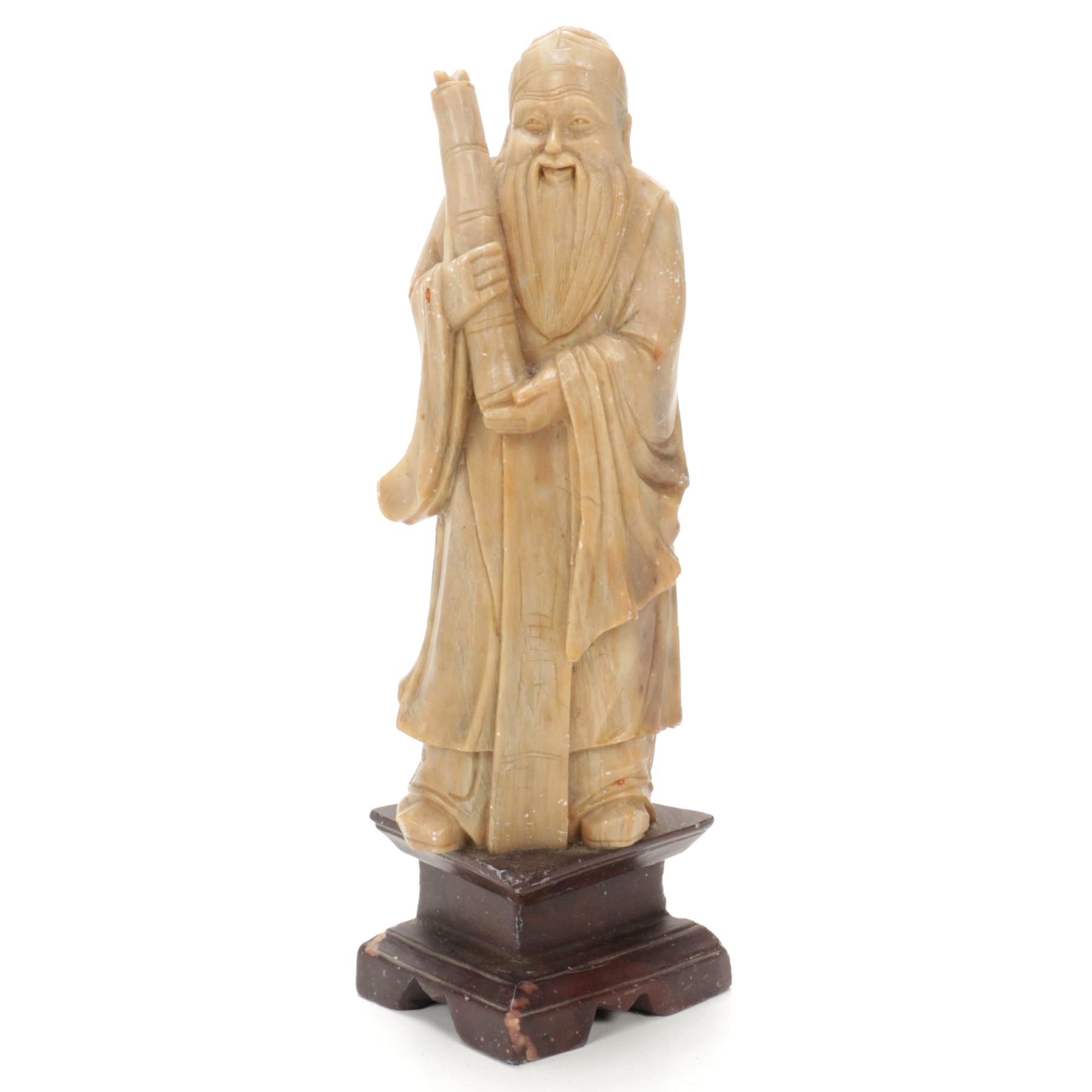 Chinese Carved Soapstone Figurine of Immortal Shou Hsing