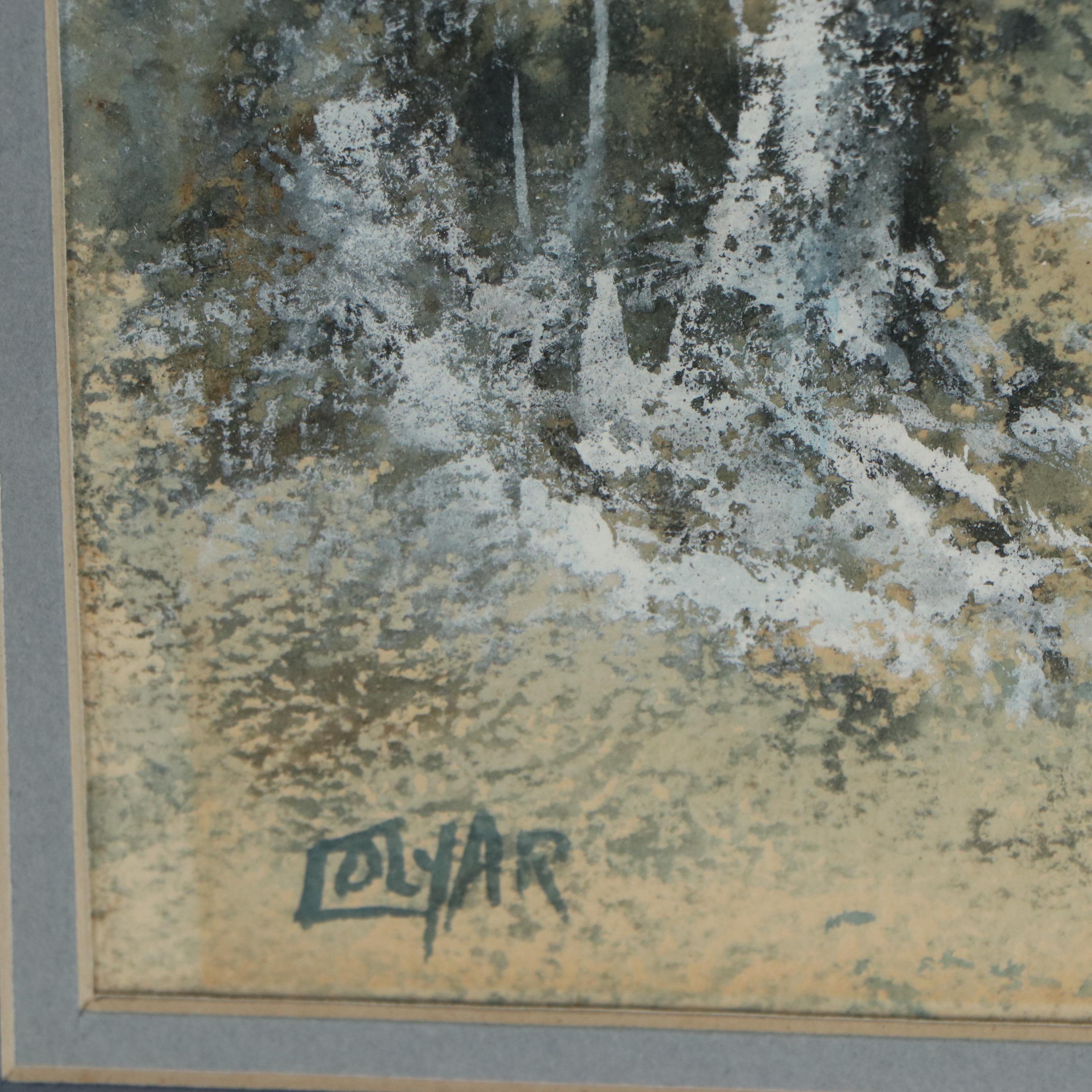 Pauline Colyar Gouache Painting of a Cabin in the Woods, Early 20th Century