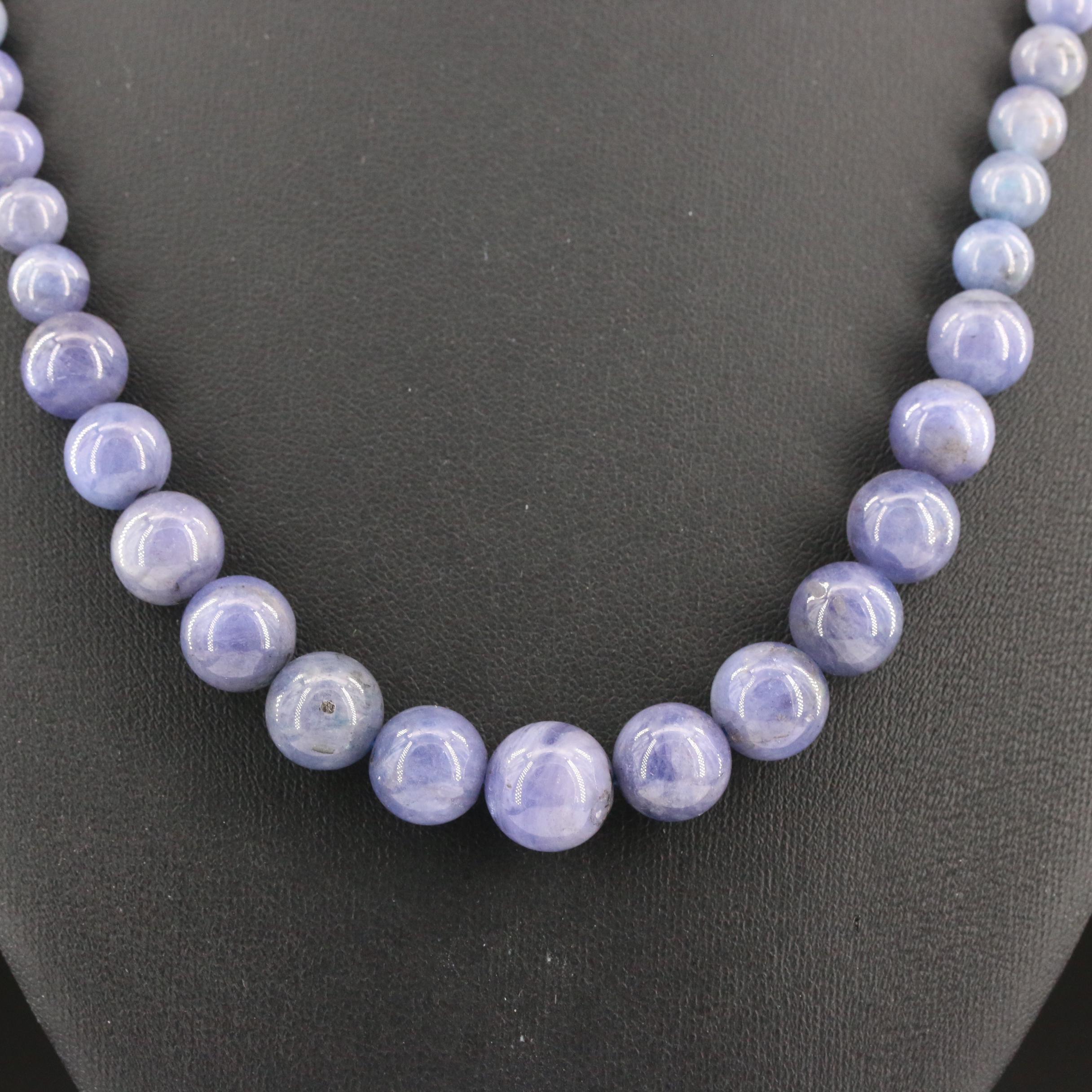 Graduated Tanzanite Bead Necklace with Sterling Clasp