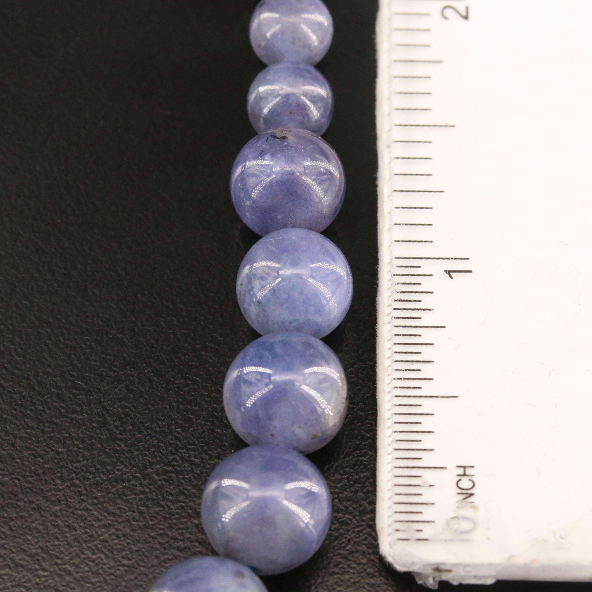 Graduated Tanzanite Bead Necklace with Sterling Clasp