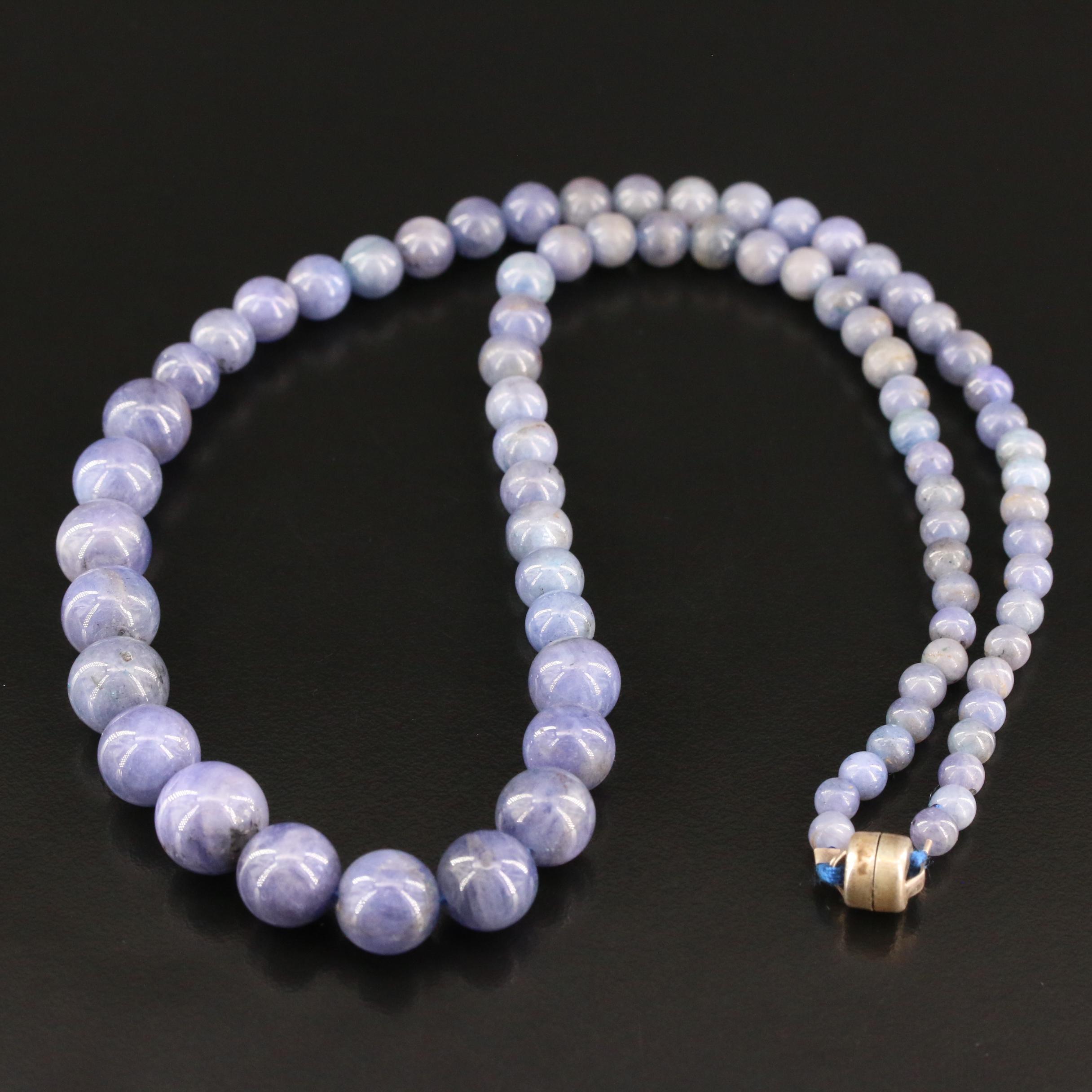 Graduated Tanzanite Bead Necklace with Sterling Clasp