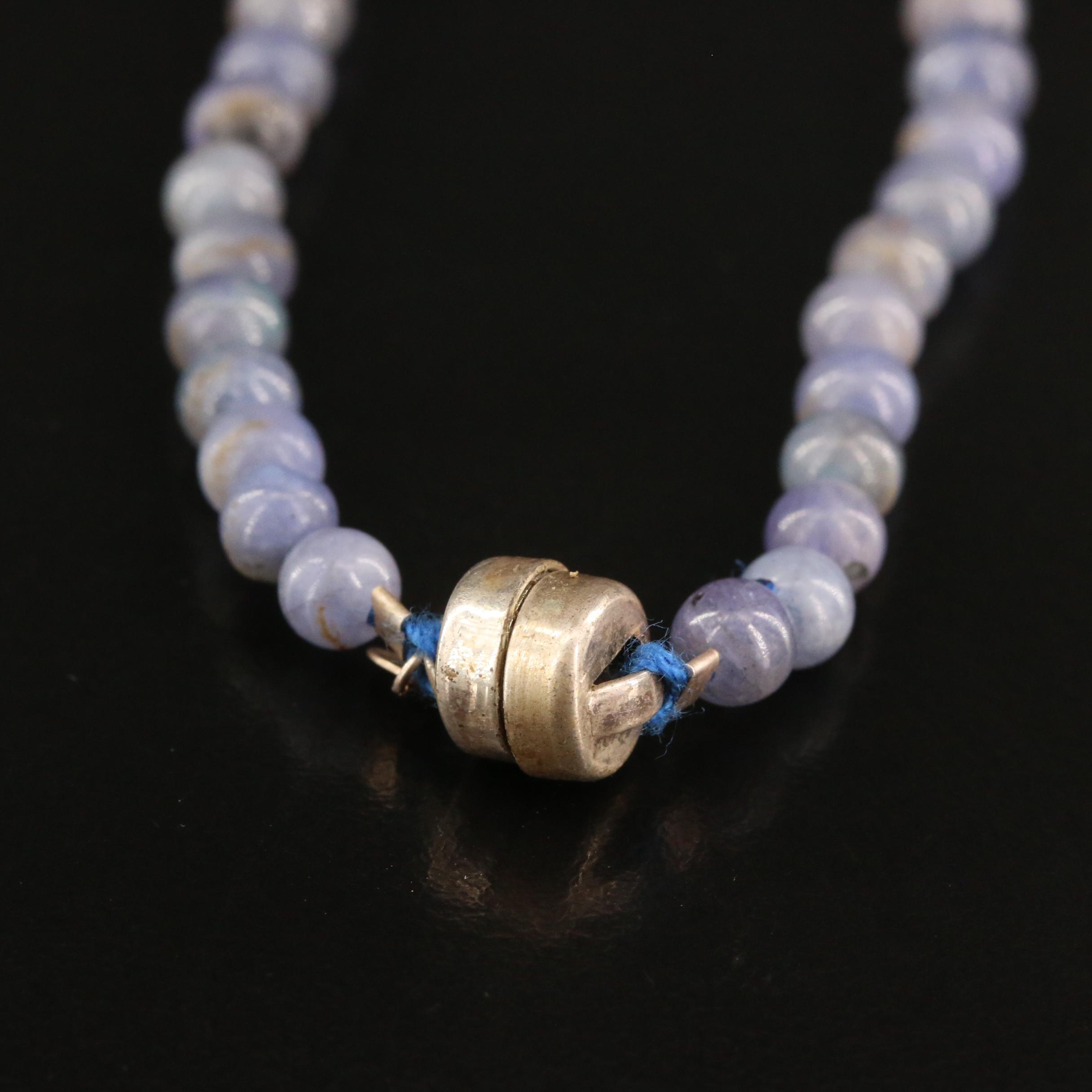 Graduated Tanzanite Bead Necklace with Sterling Clasp