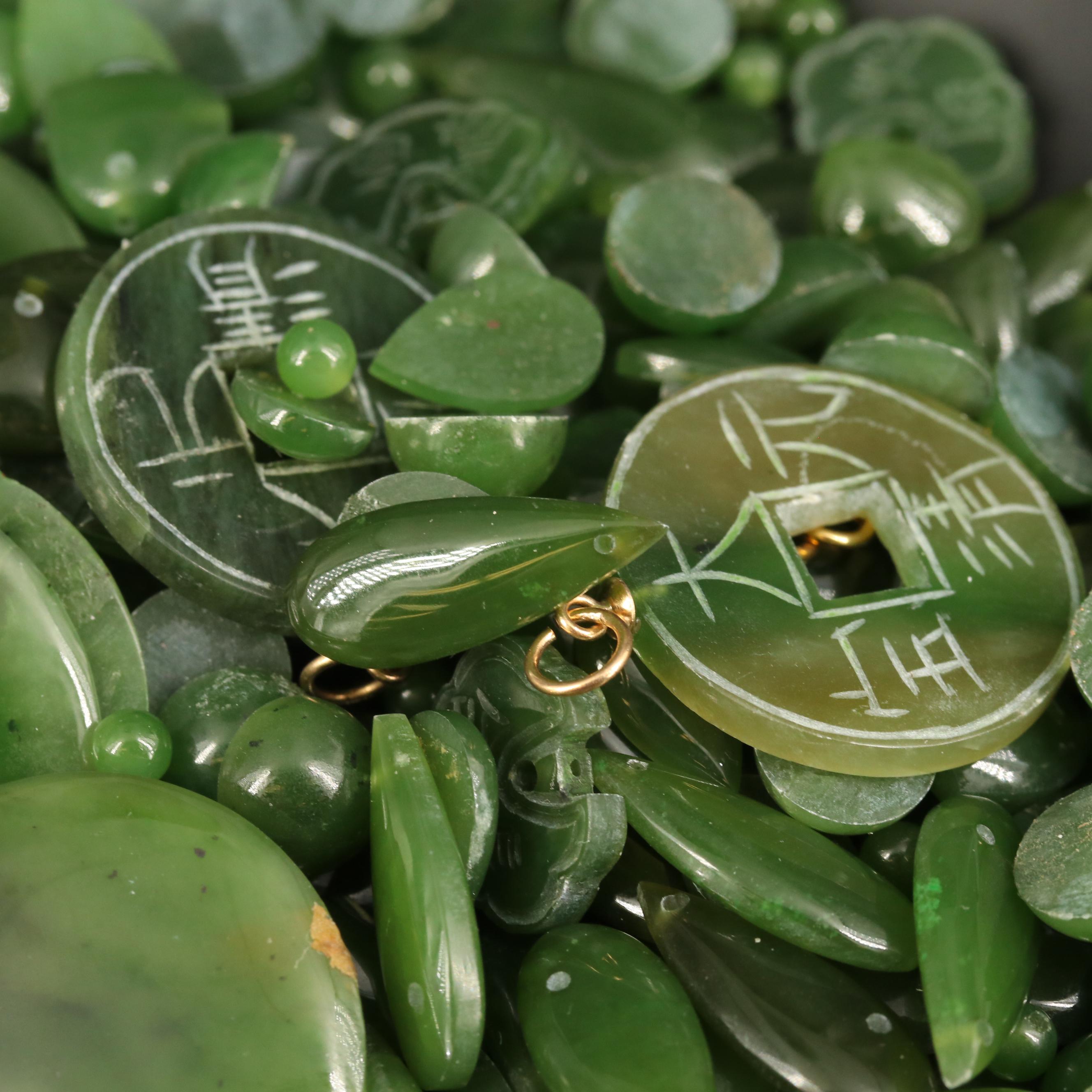 Loose Carved Nephrite and Mixed Shaped Cabochons