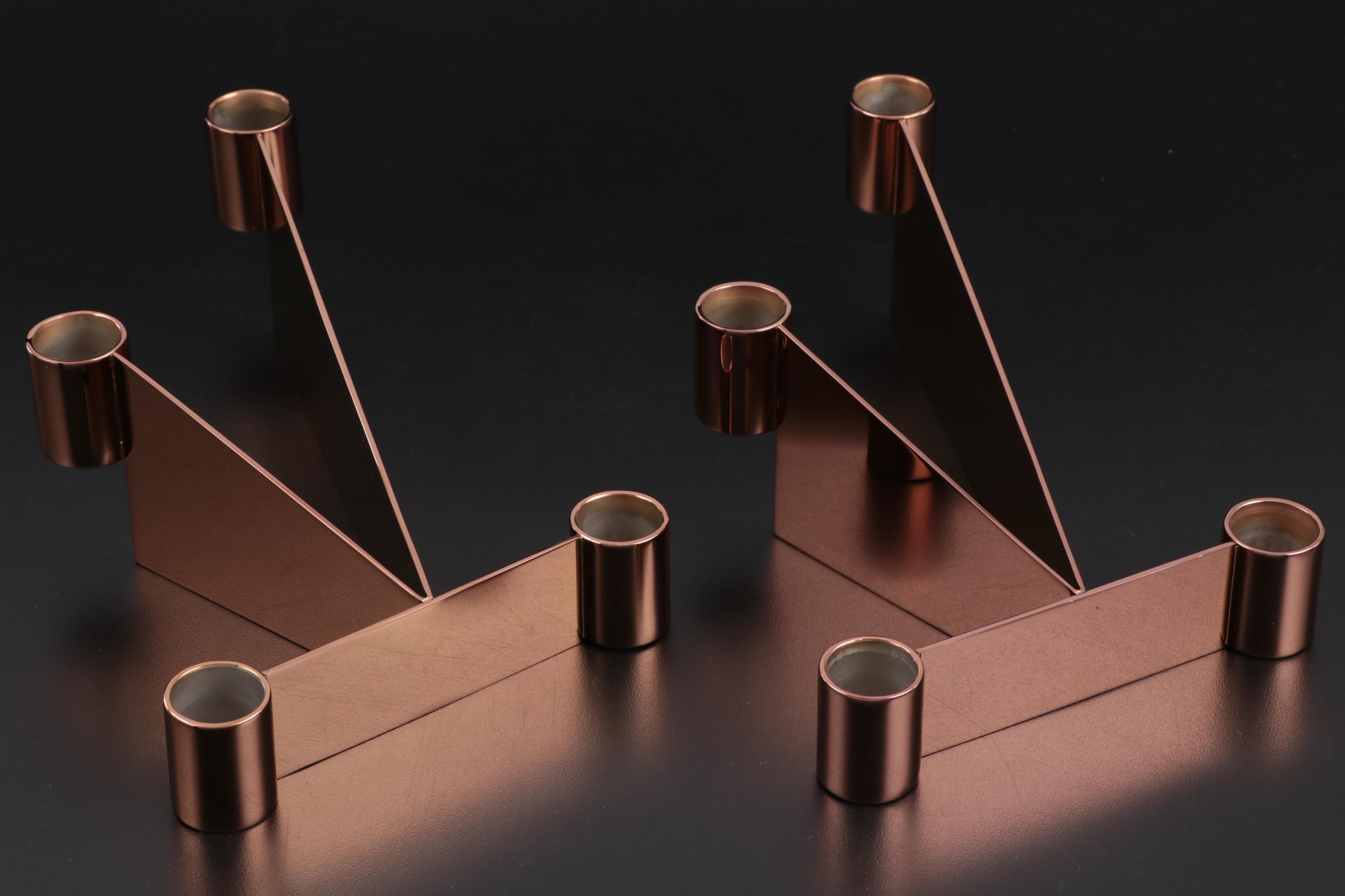 Georg Jensen "Urkiola" Candle Holders with "Tableau" Mirrors and Frames