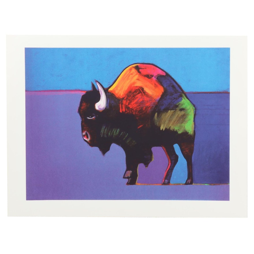 John Nieto Serigraph "Buffalo Dancing the Two-Step in the Sunset"